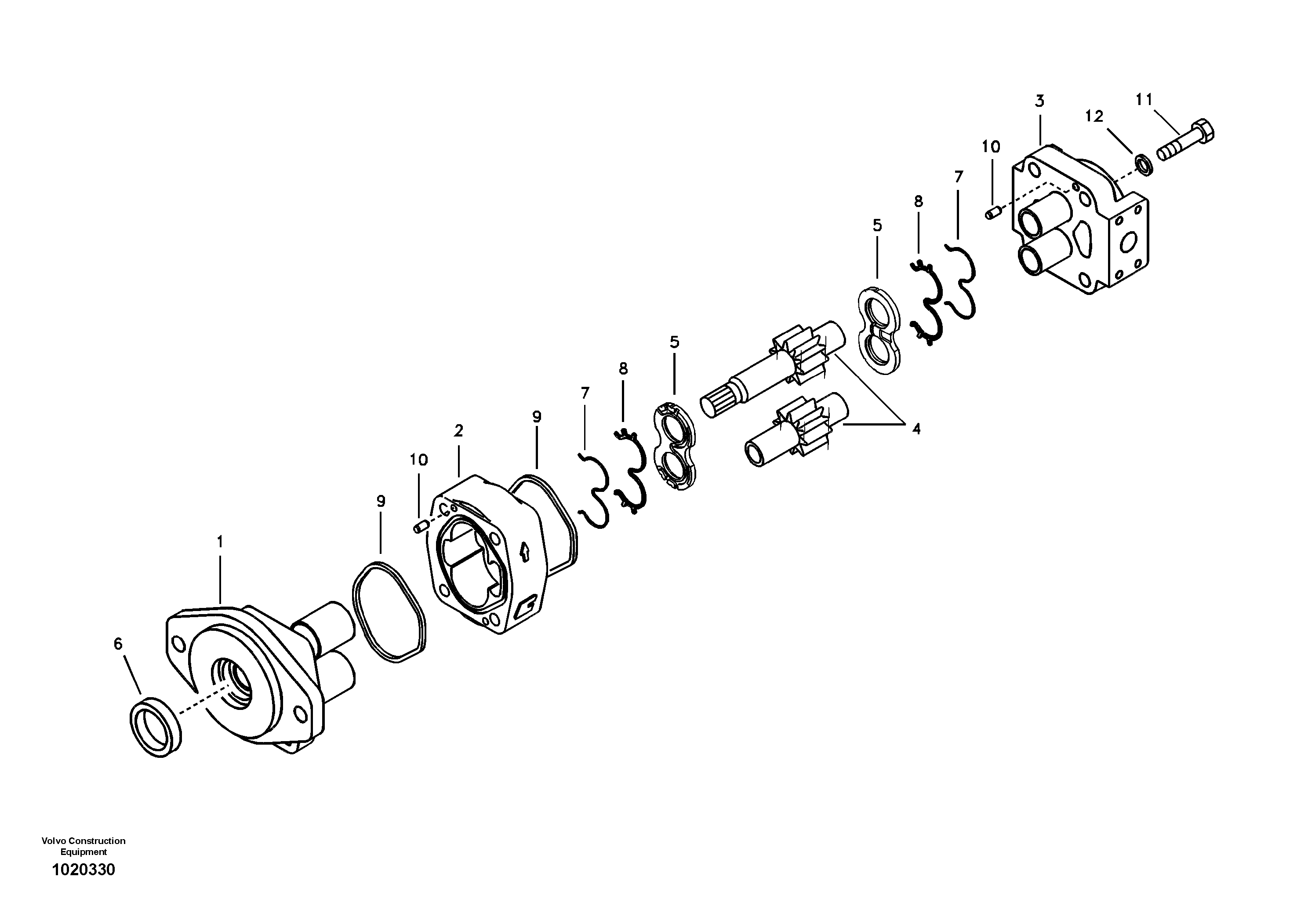 Hydraulic gear pump for quickfit and rotator — volvo parts diagram