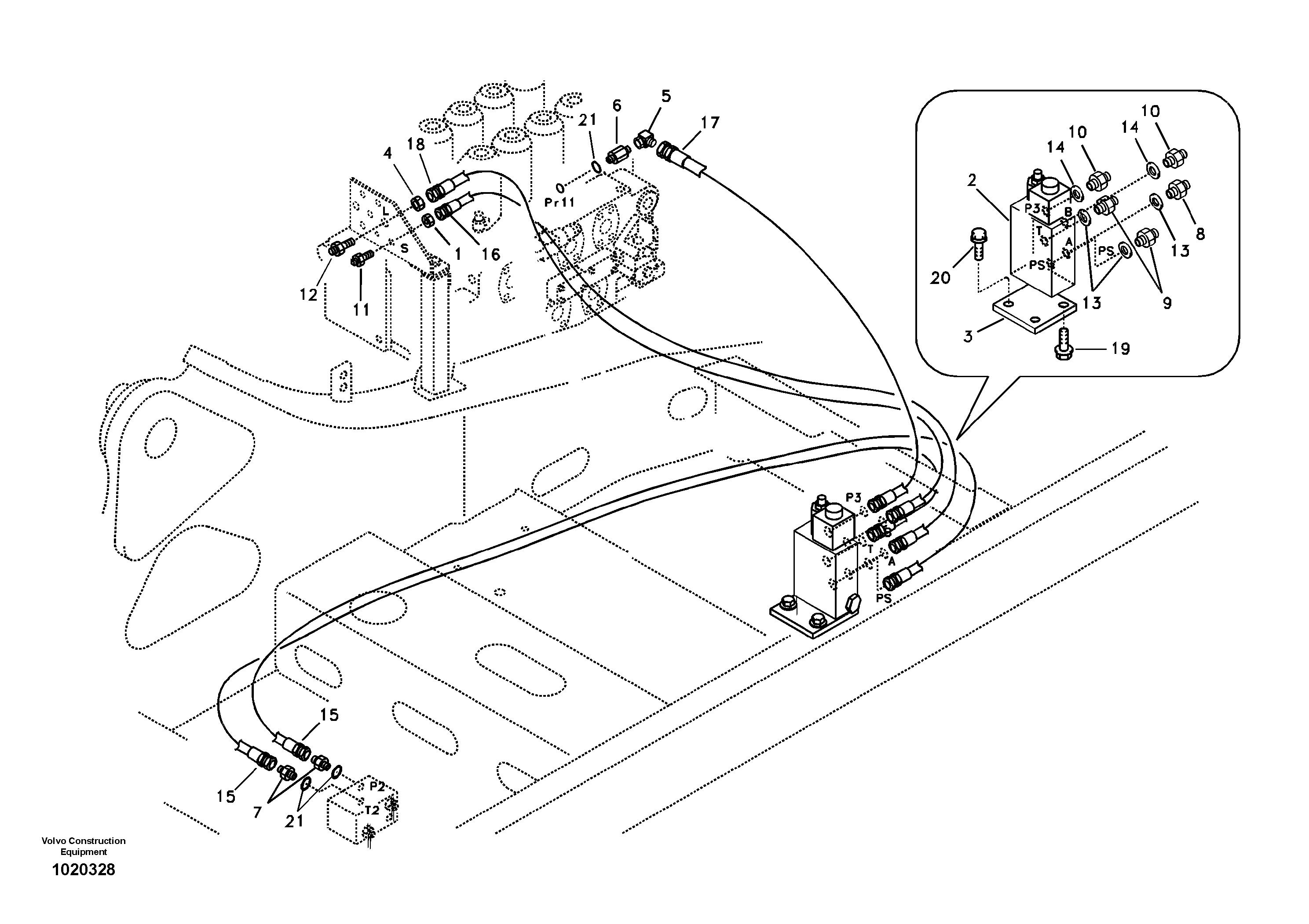 Working hydraulic, quick fit on upper frame — volvo parts diagram