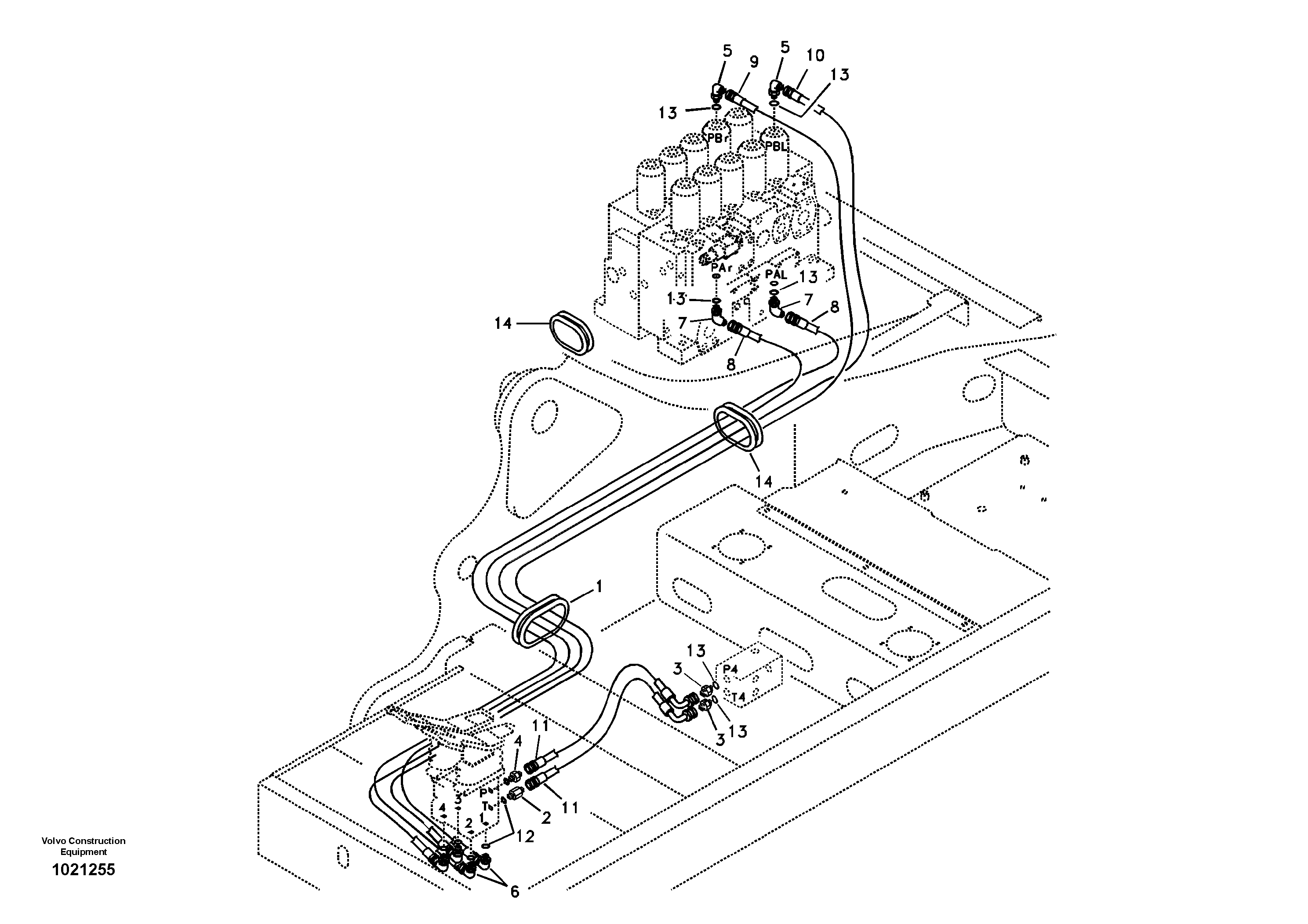 Servo system, control valve to remote control valve pedal — volvo parts diagram
