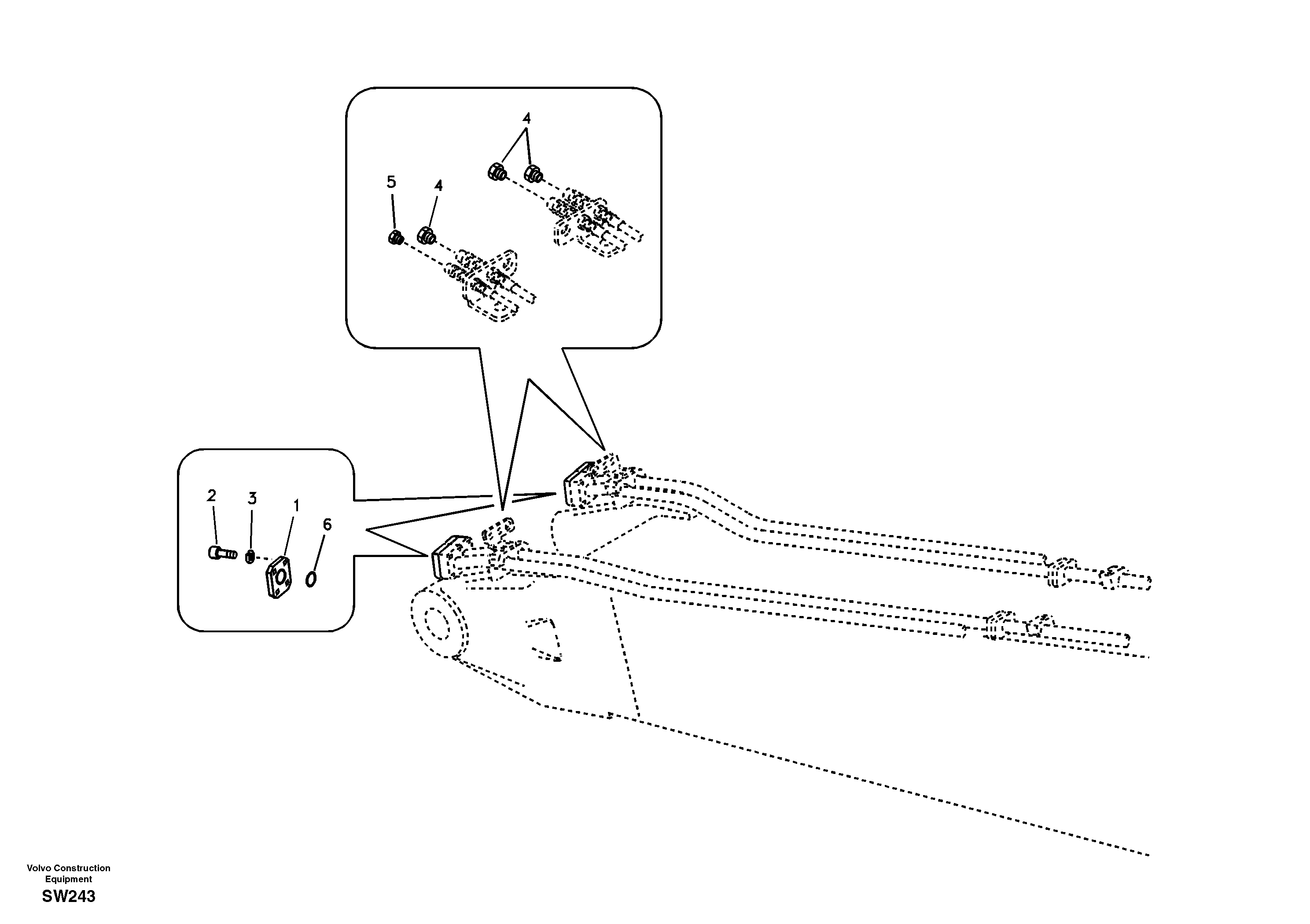Working hydraulic, hydraulic plugs for no dipper arm — volvo parts diagram