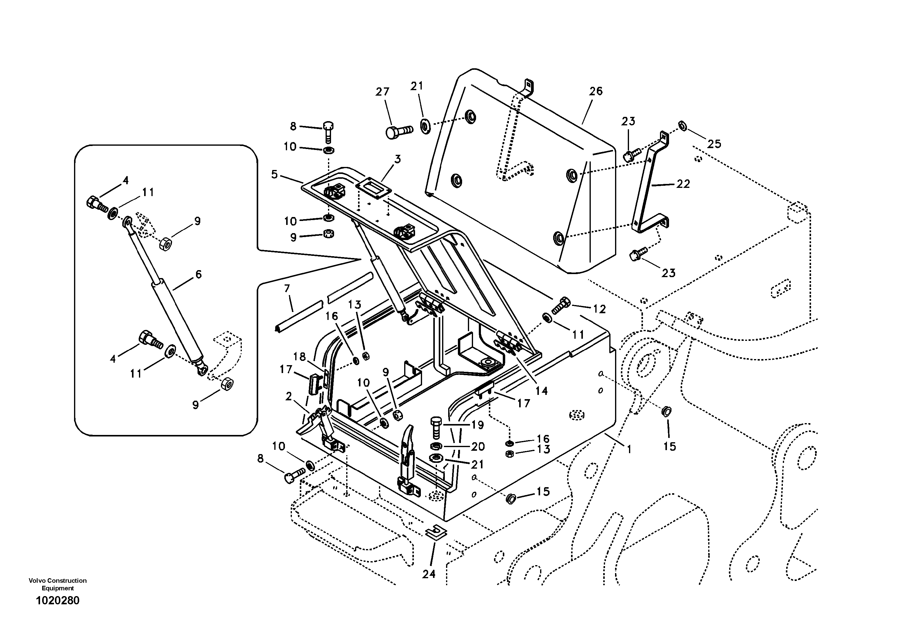 Tool box, cowl — volvo parts diagram