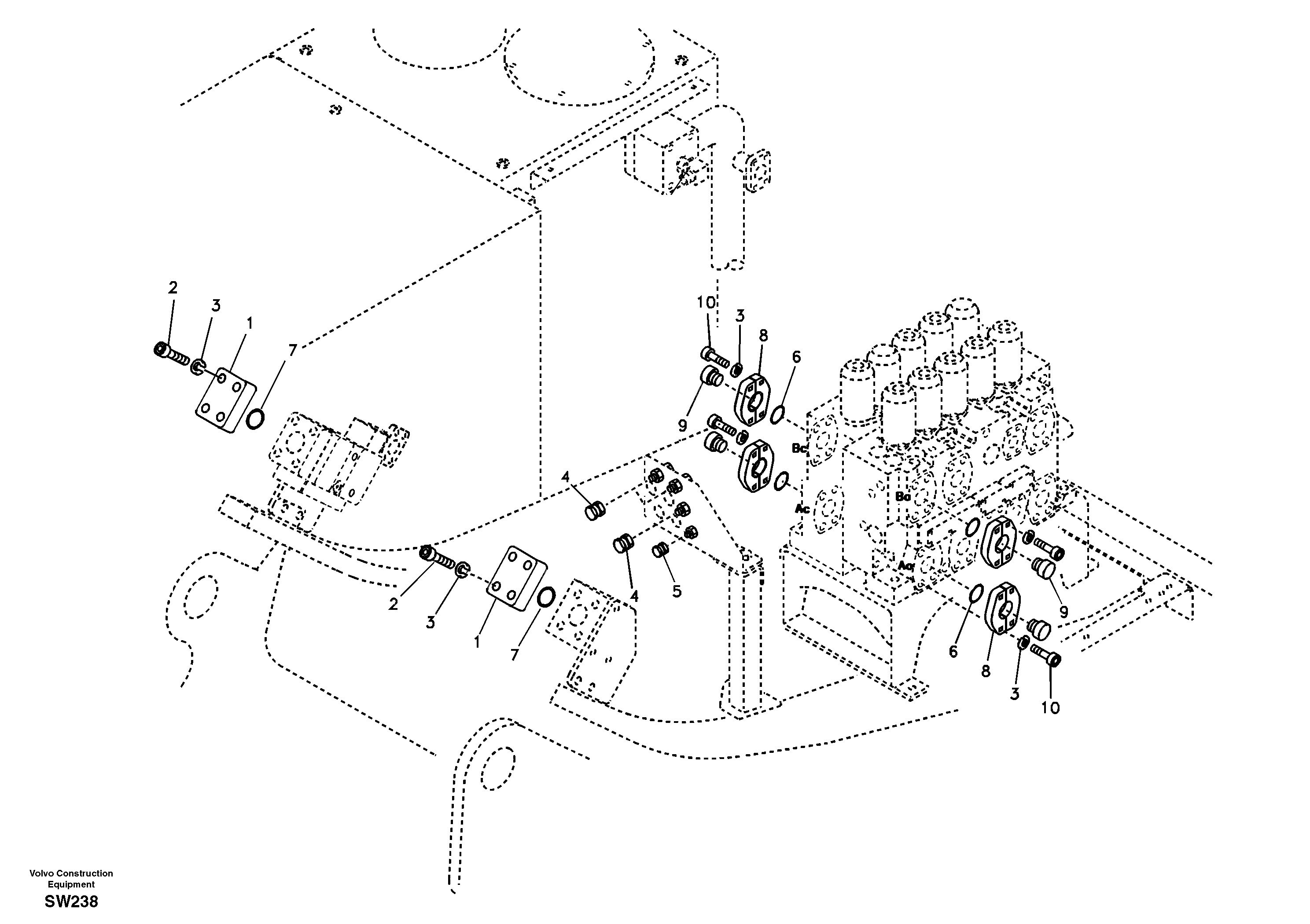Working hydraulic, hydraulic plugs for no boom — volvo parts diagram