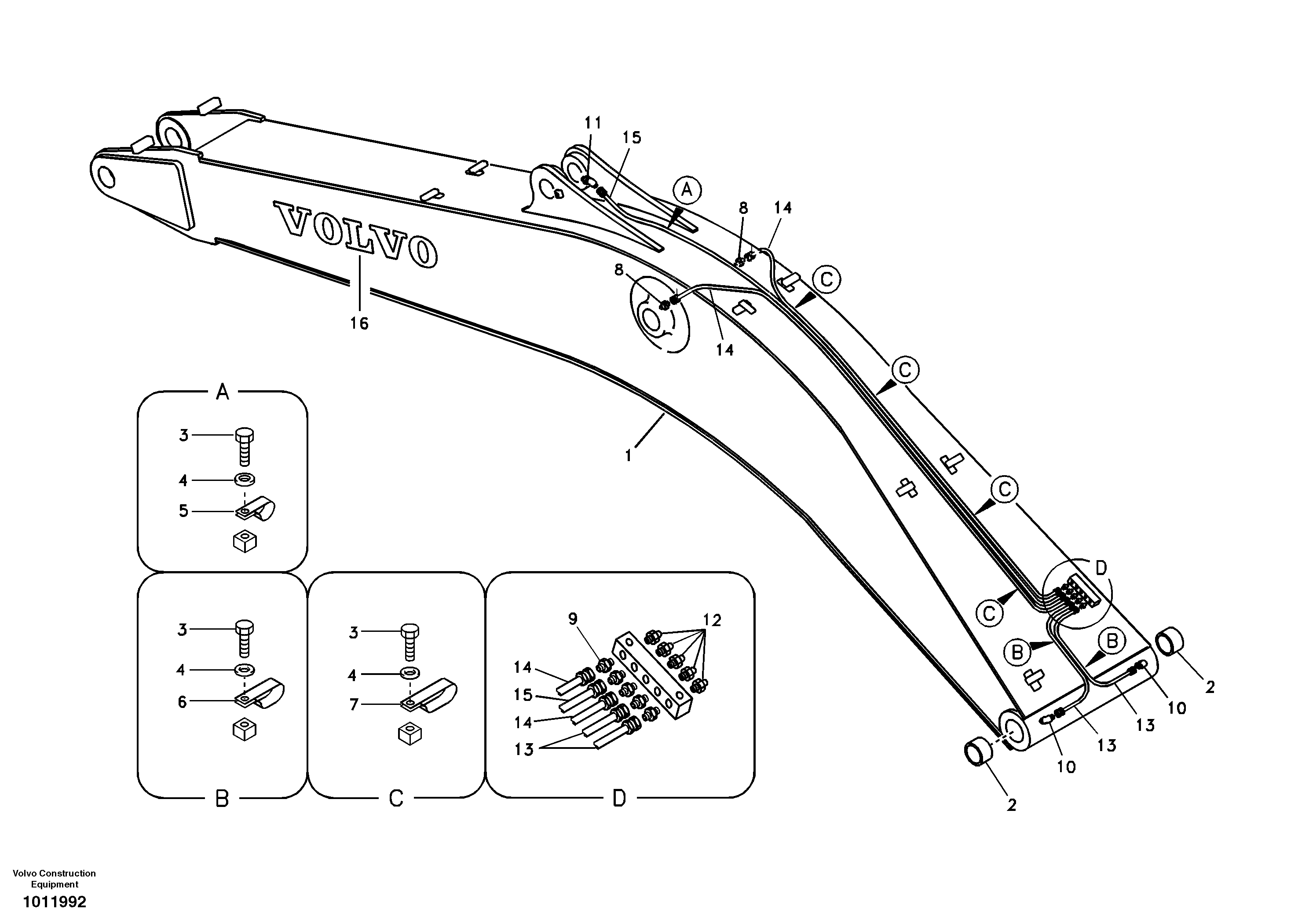 Boom and grease piping — volvo parts diagram
