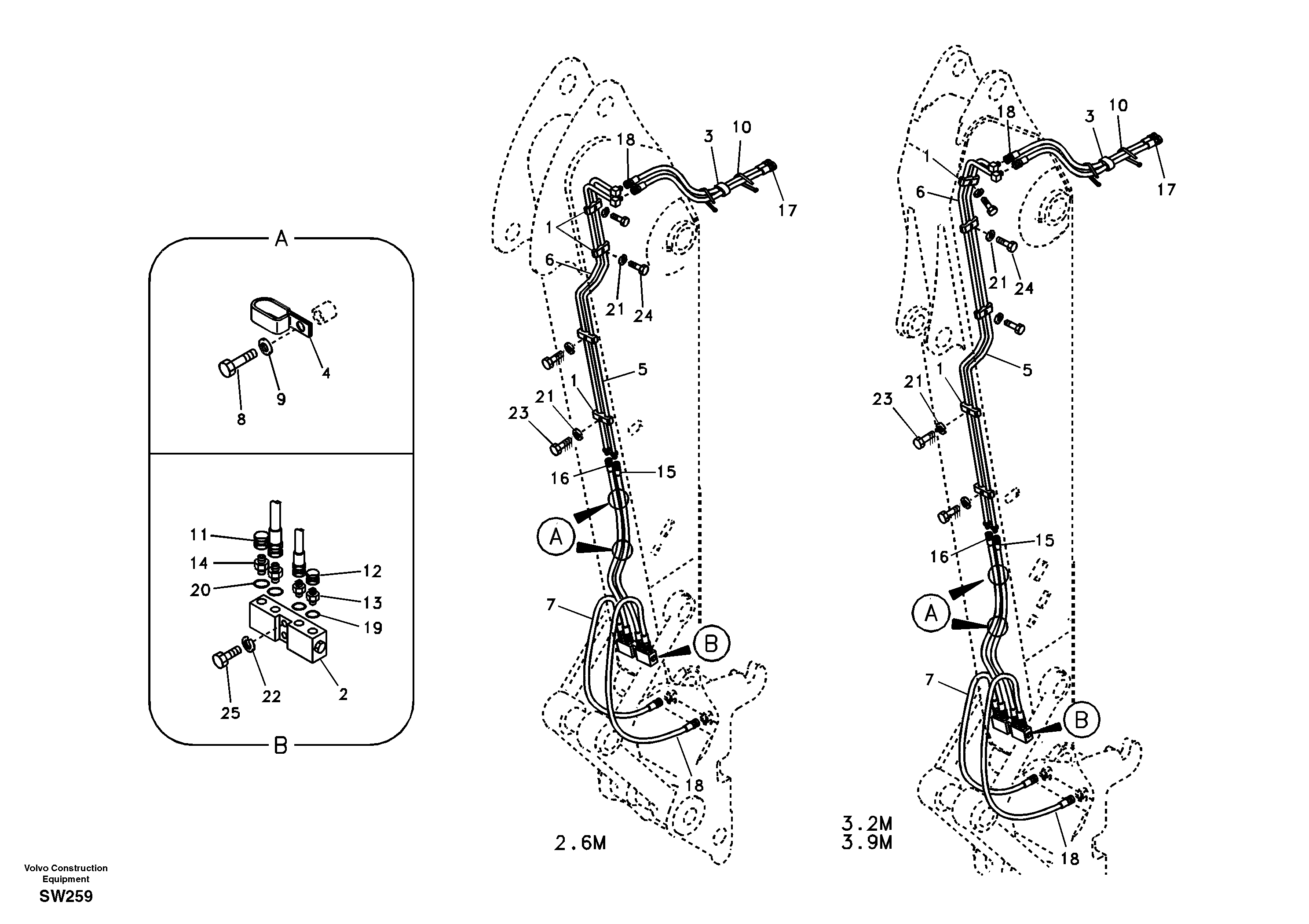 Working hydraulic, quick fit on dipper arm — volvo parts diagram