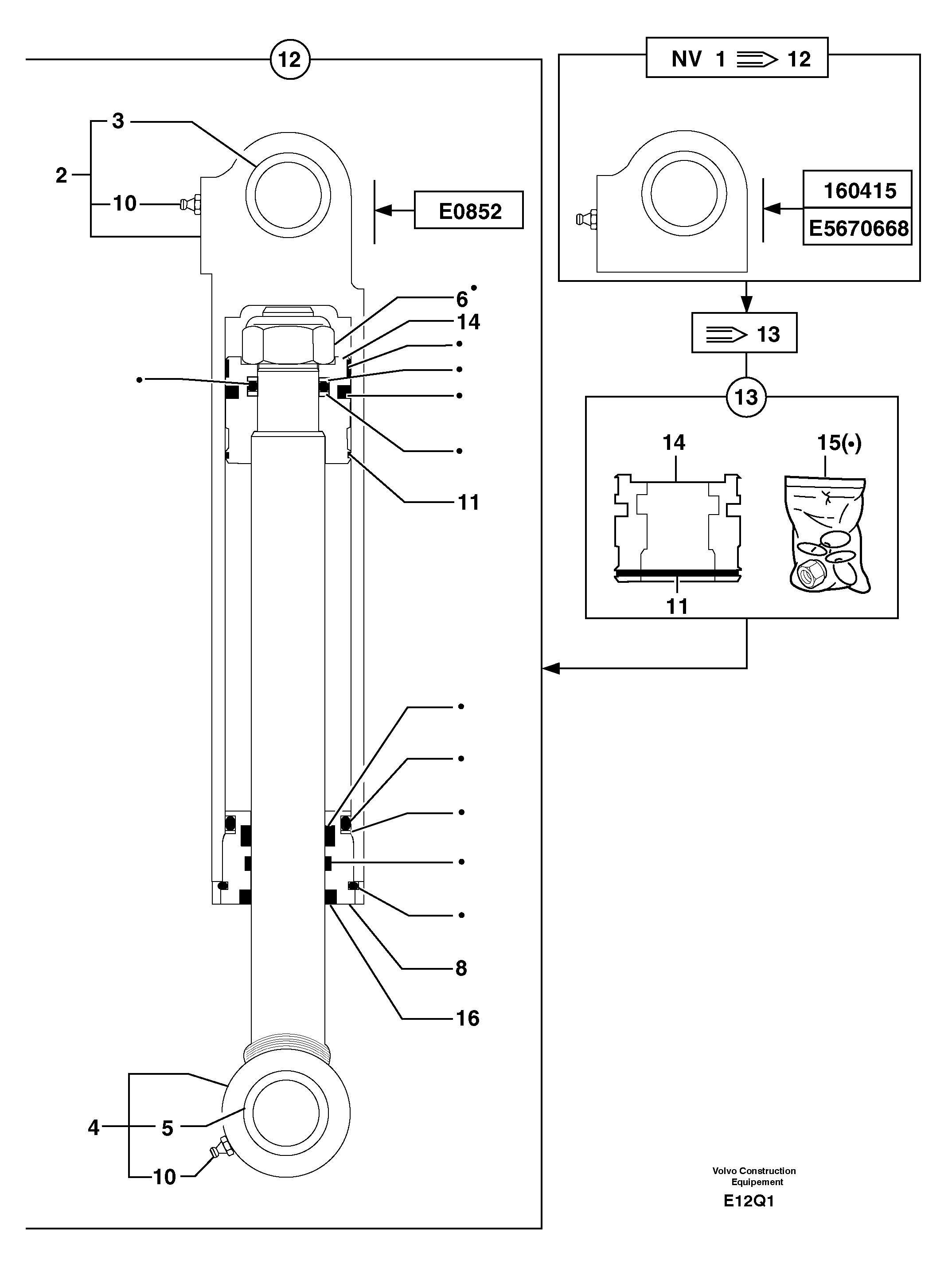 Boom cylinder  S/N271.17090-S/N271.17145 — volvo parts diagram