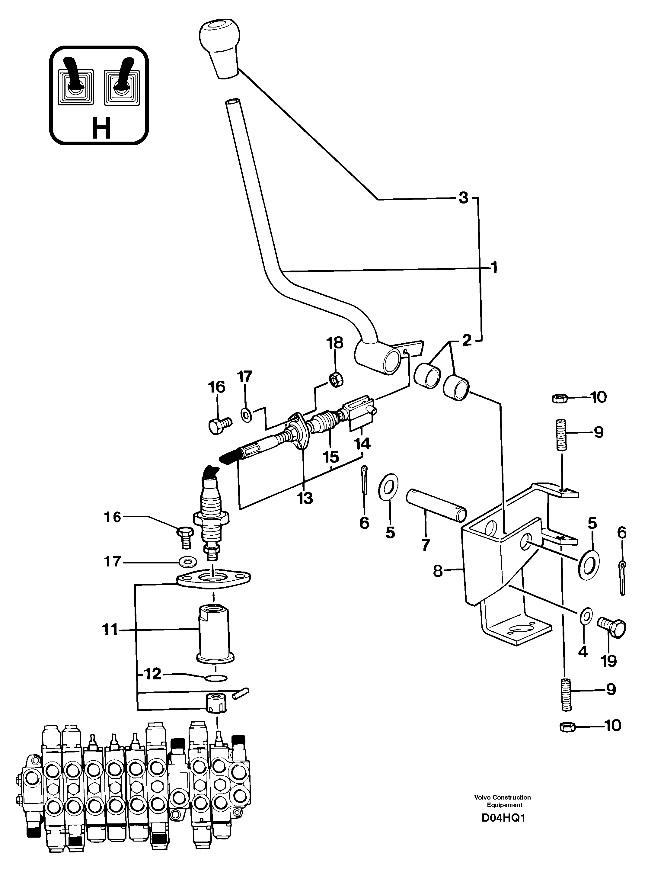 Control lever : dozer blade — volvo parts diagram