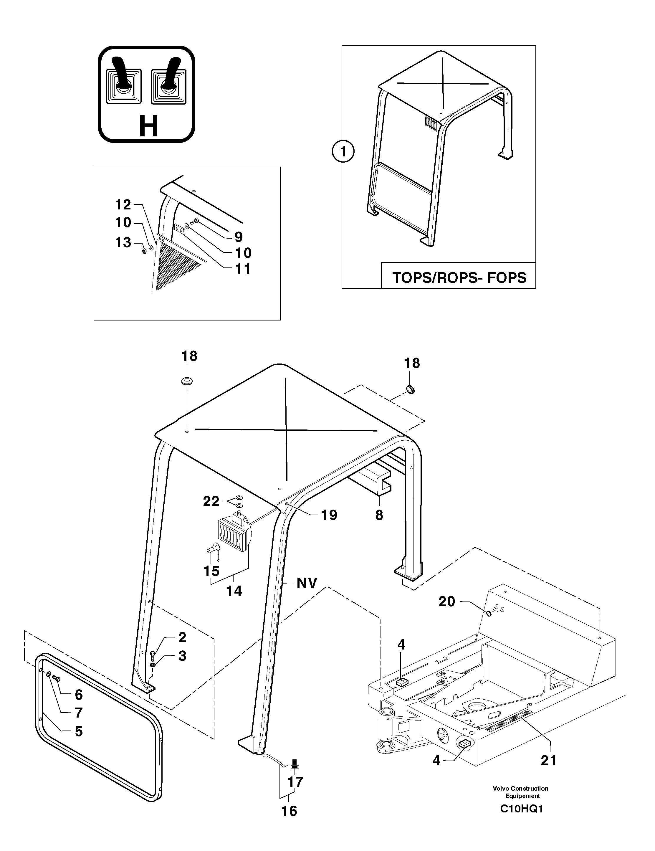 Canopy / protective grating — volvo parts diagram