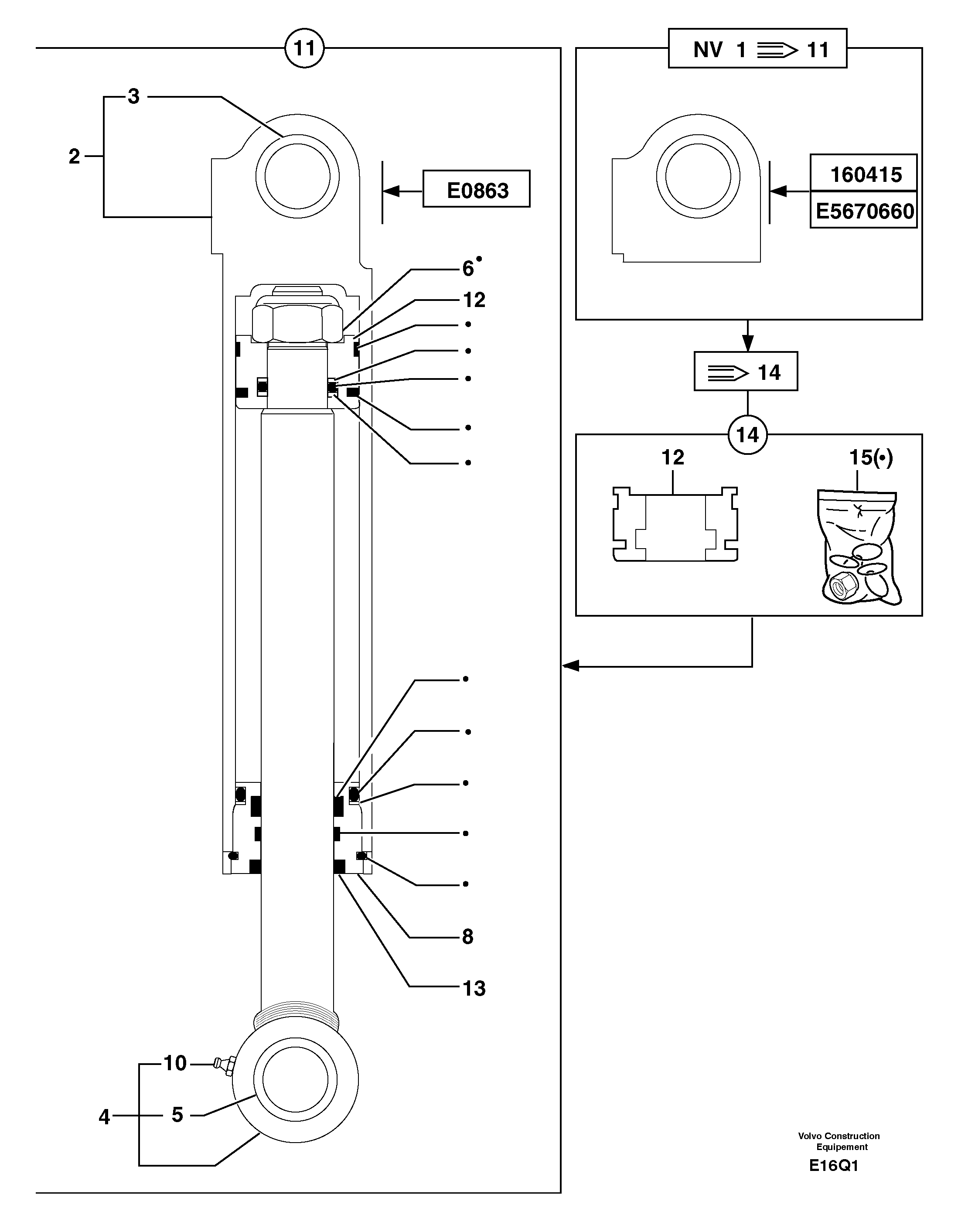 Boom offset cylinder  S/N271.17090-S/N271.17145 — volvo parts diagram