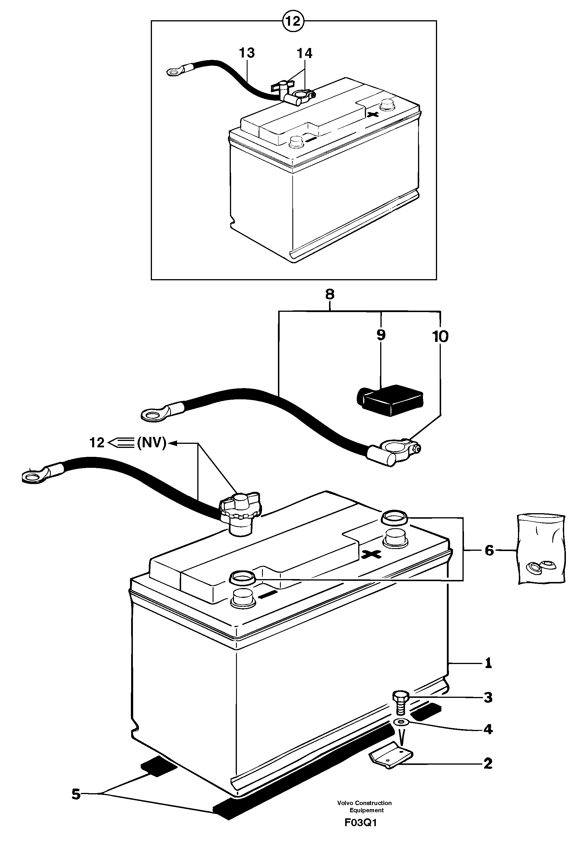 Battery installation — volvo parts diagram