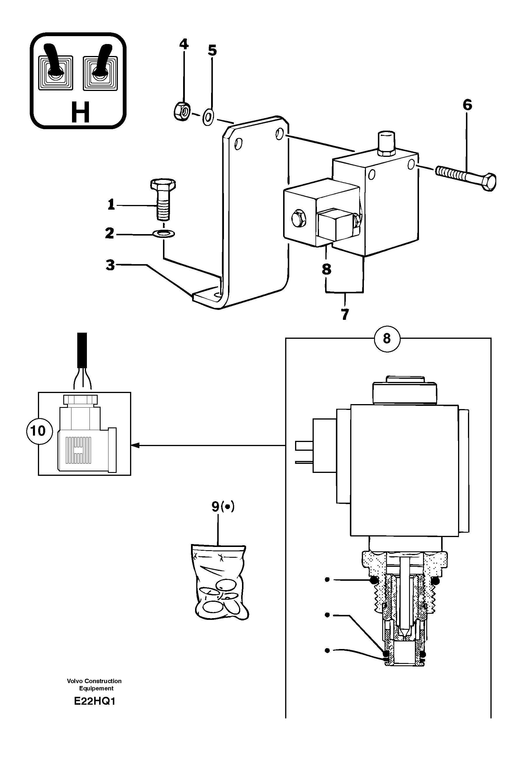Hydraulic servo-assistance control lever — volvo parts diagram