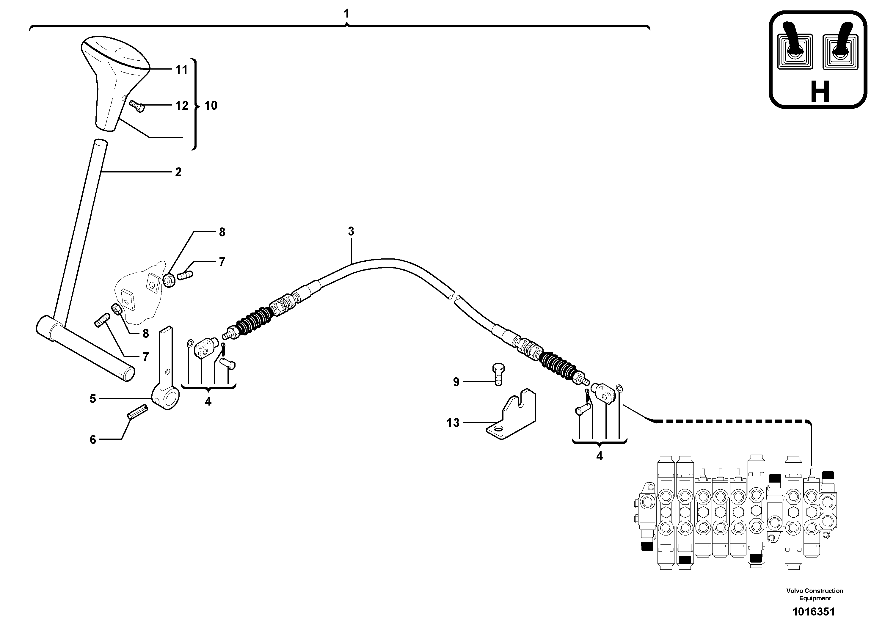 Control lever : dozer blade — volvo parts diagram