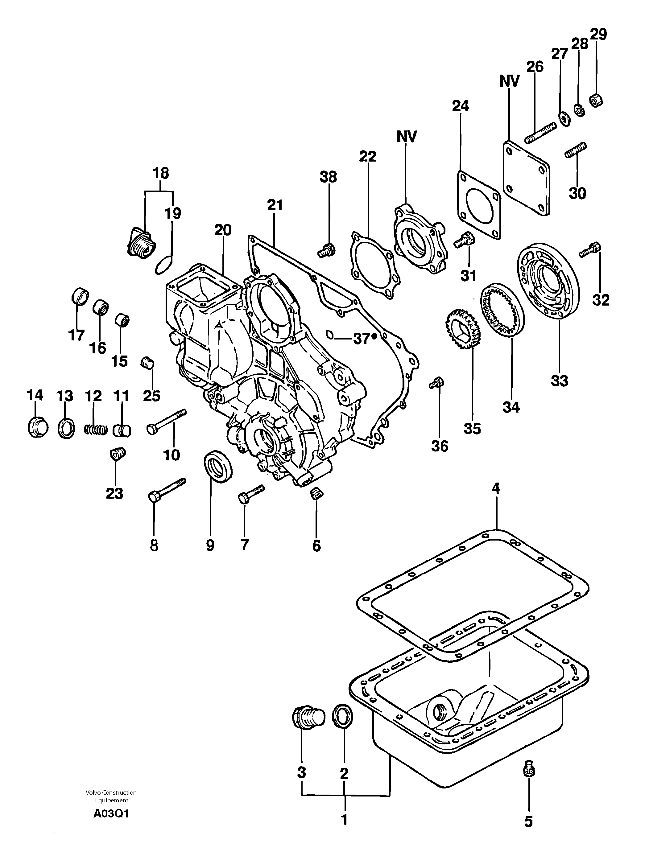 Timing gear casing — volvo parts diagram