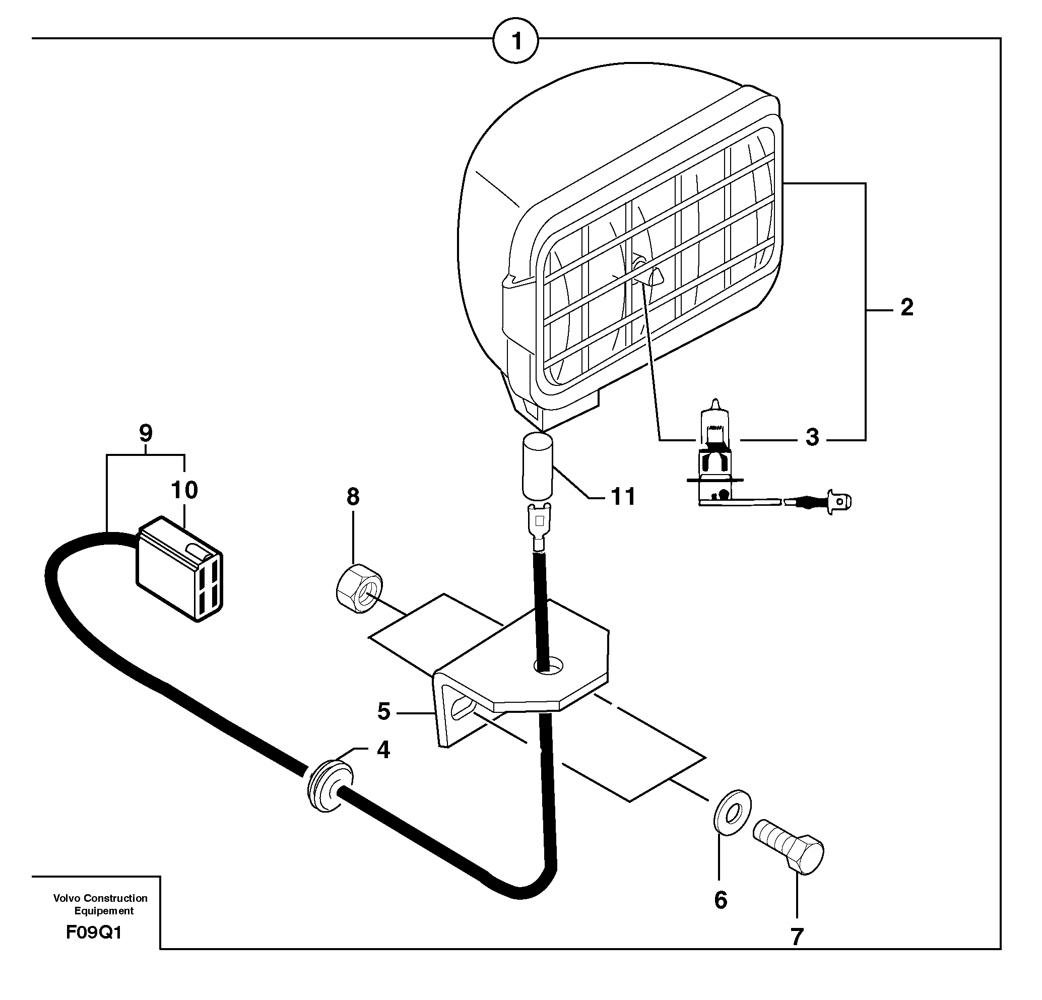 Rear headlight on canopy — volvo parts diagram