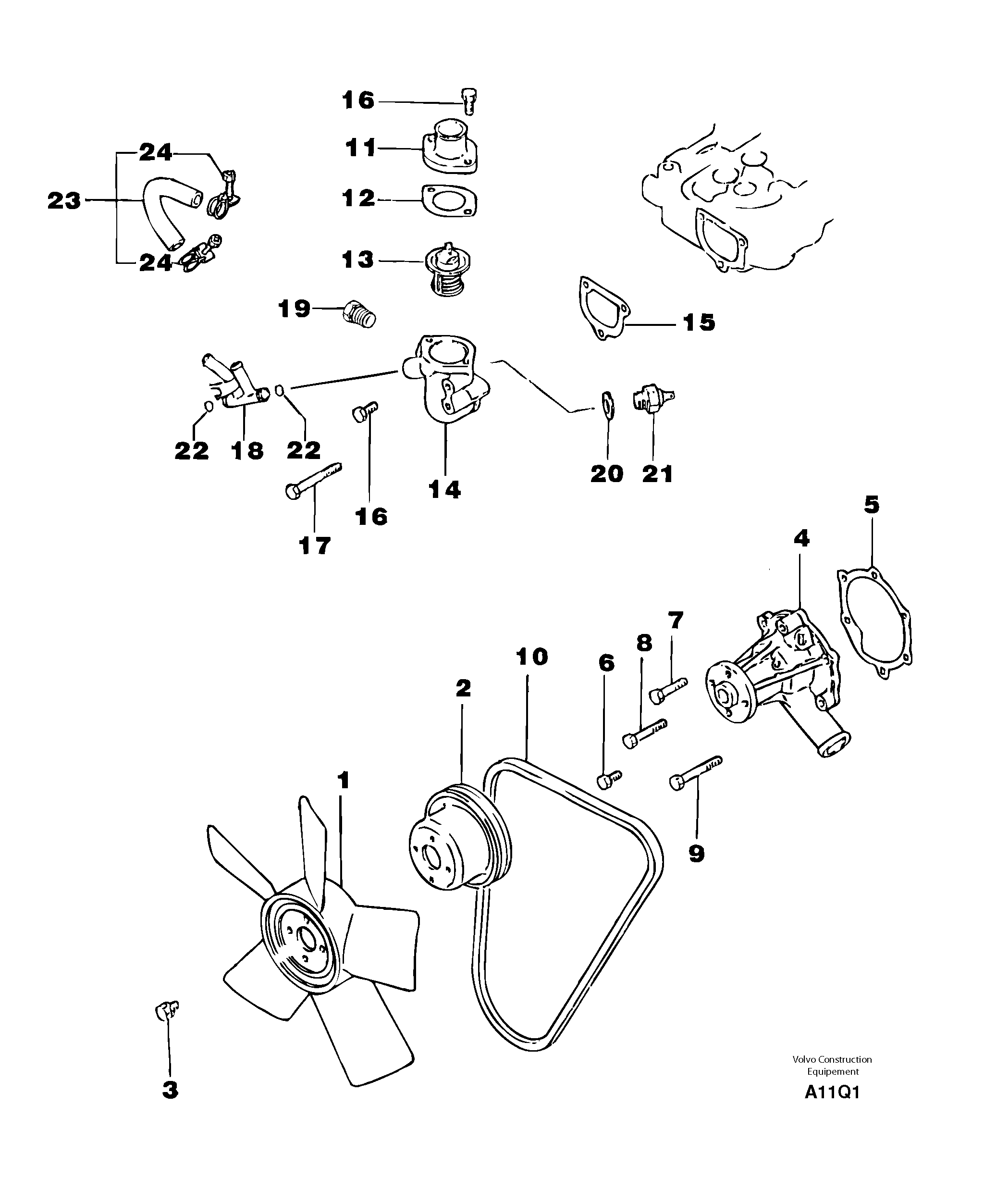 Engine cooling system — volvo parts diagram
