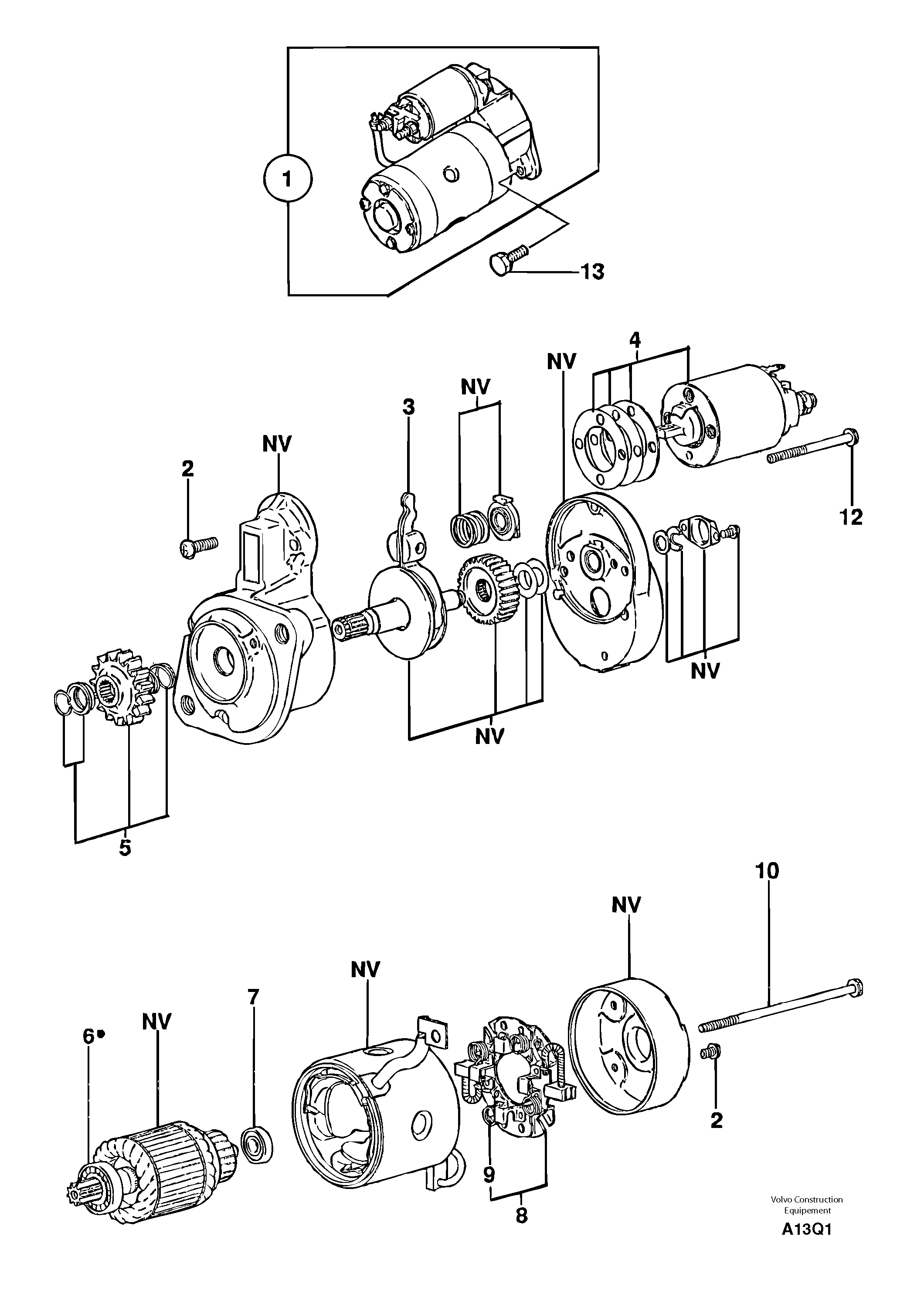 Starter motor  12V - 1,6KW — volvo parts diagram