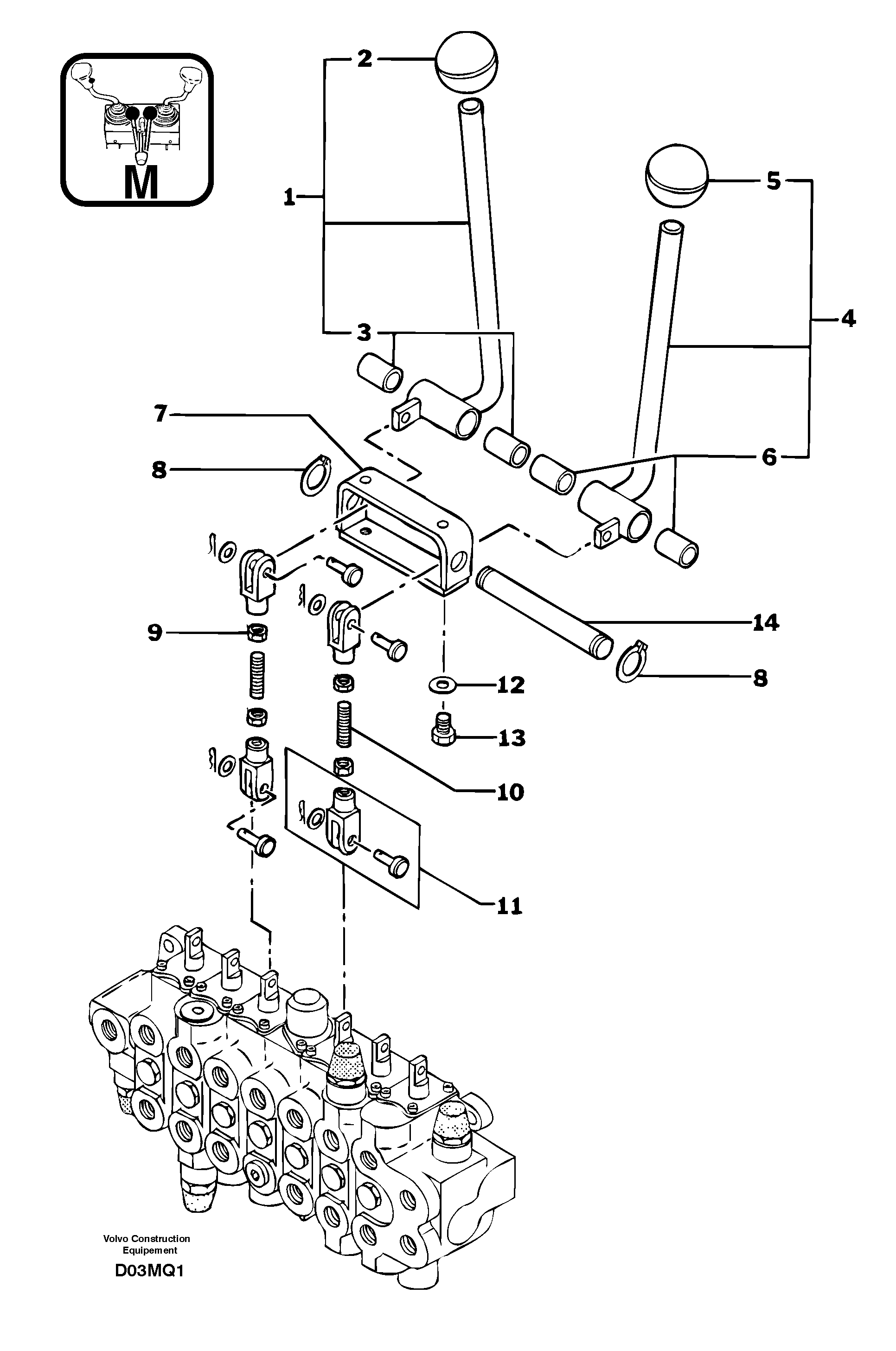 Control levers : travelling — volvo parts diagram