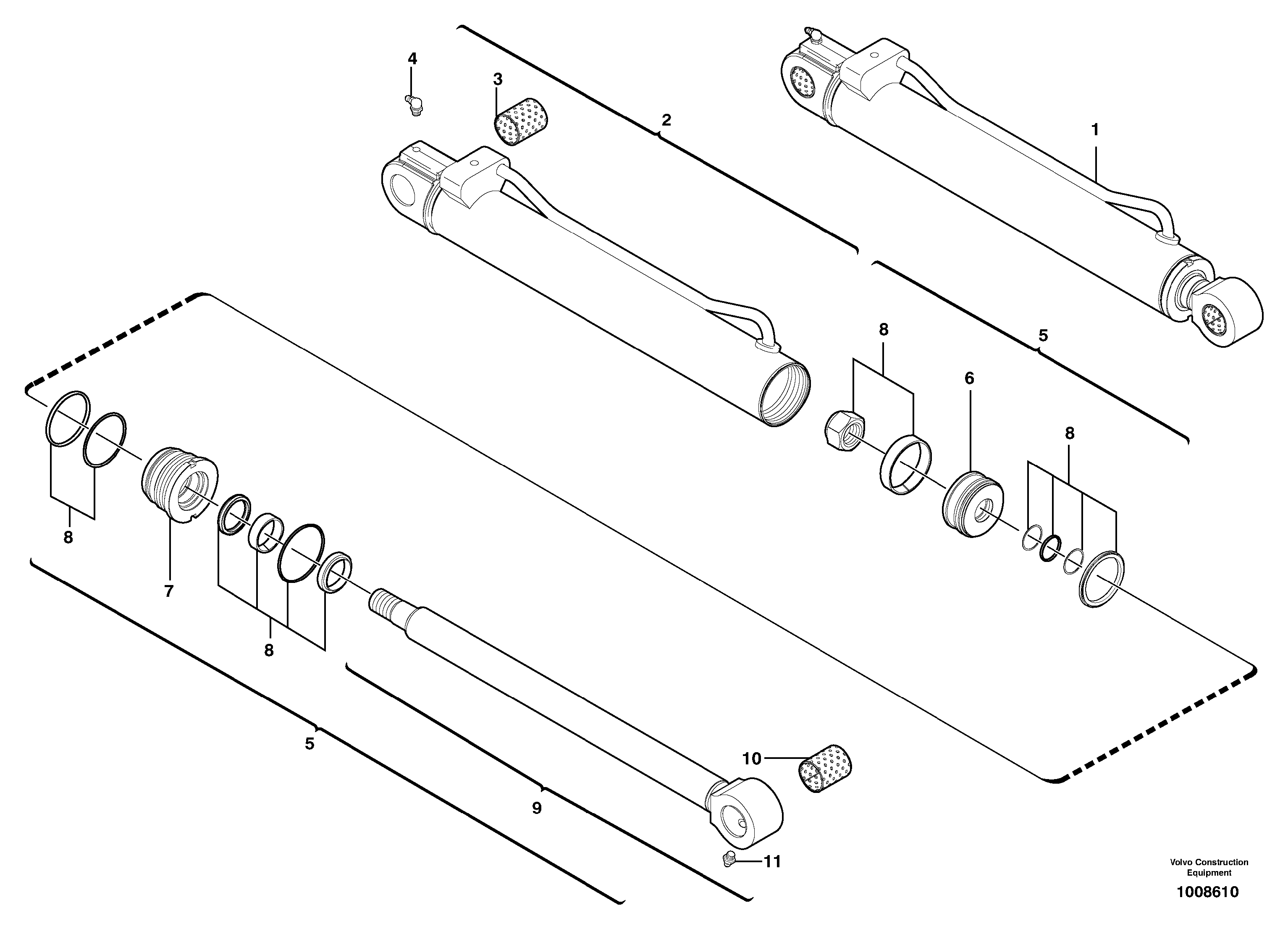 Dipper arm cylinder  S/N271.17088-S/N271.17089 — volvo parts diagram