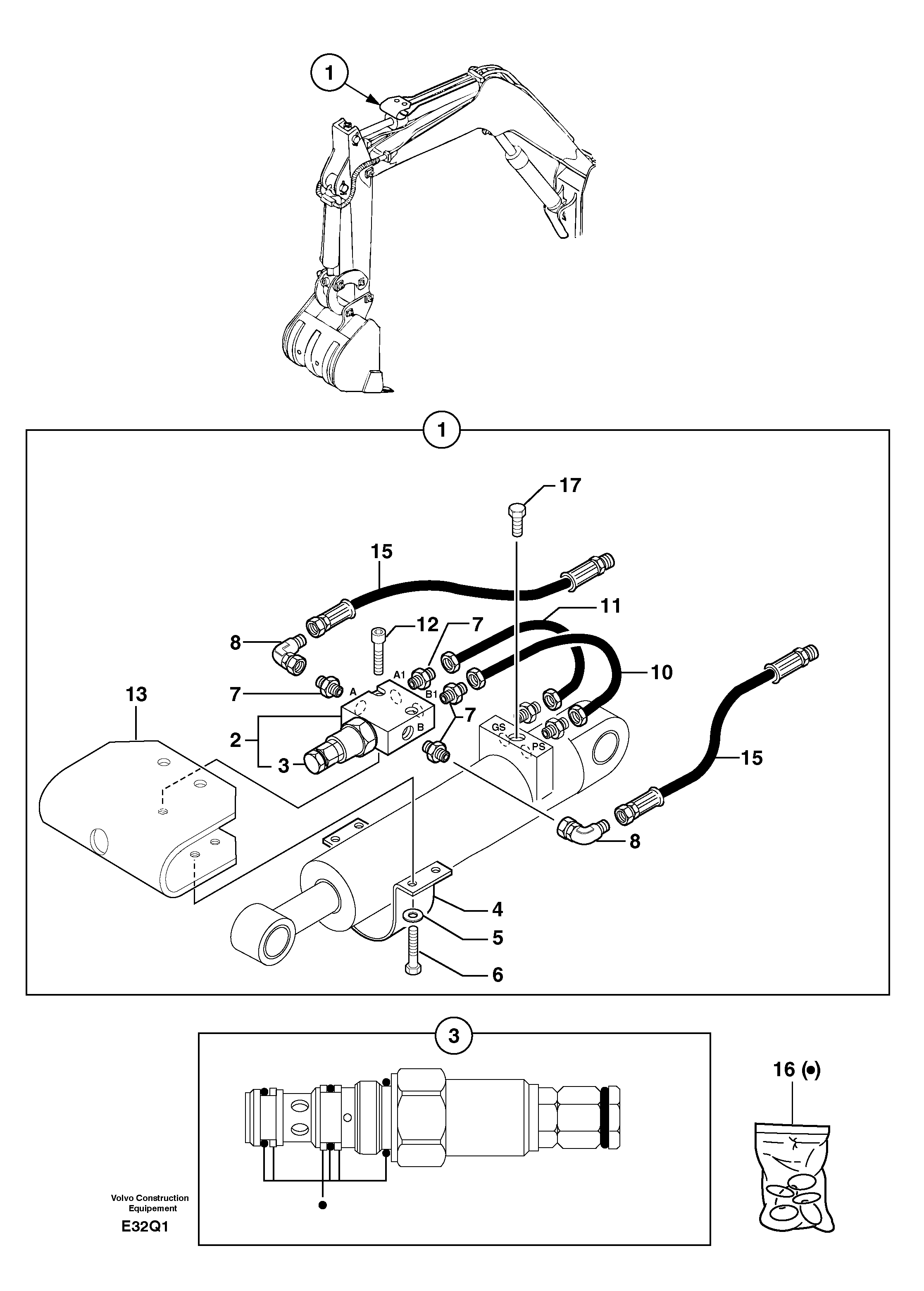 Safety valve ( dipper arm cylinder ) — volvo parts diagram