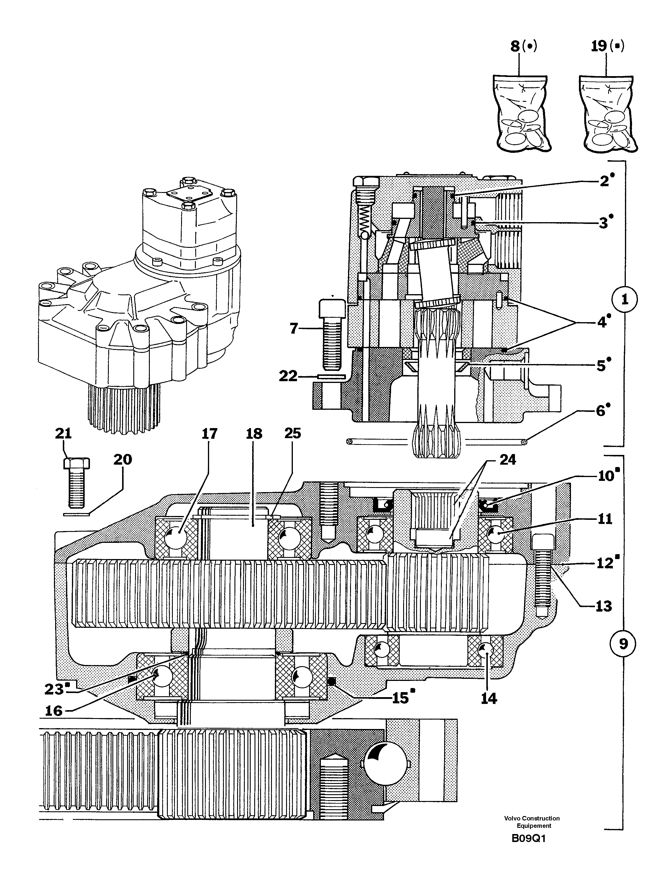 Slewing gear motor — volvo parts diagram