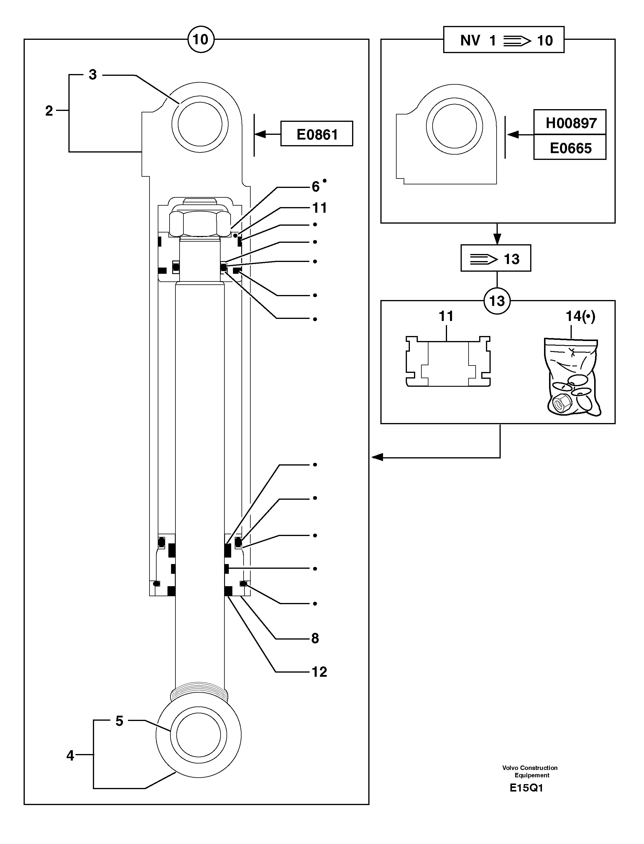 Dozer blade cylinder  S/N271.17090-S/N271.17145 — volvo parts diagram