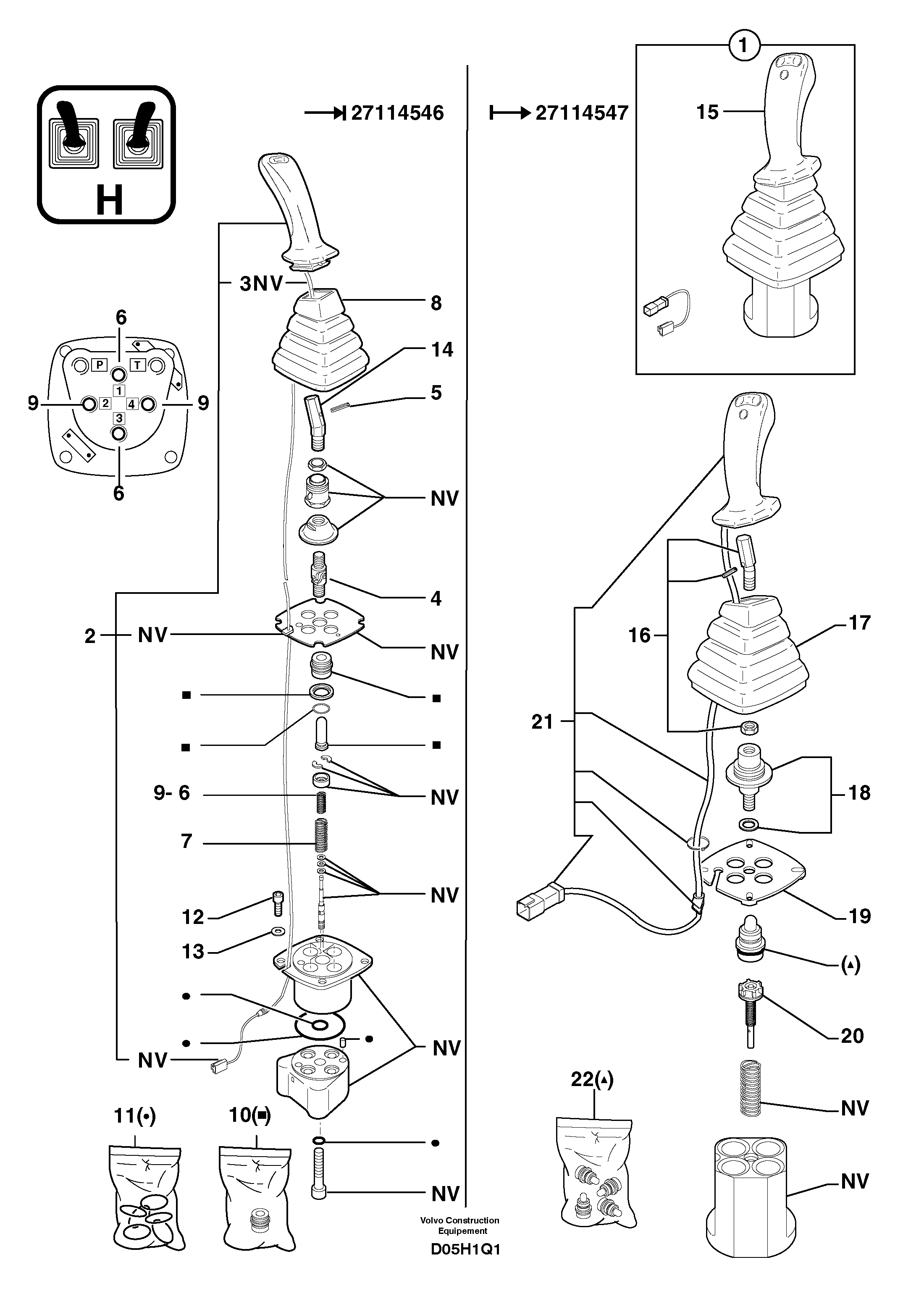 Control lever : dipper arm / slewing ( left ) — volvo parts diagram
