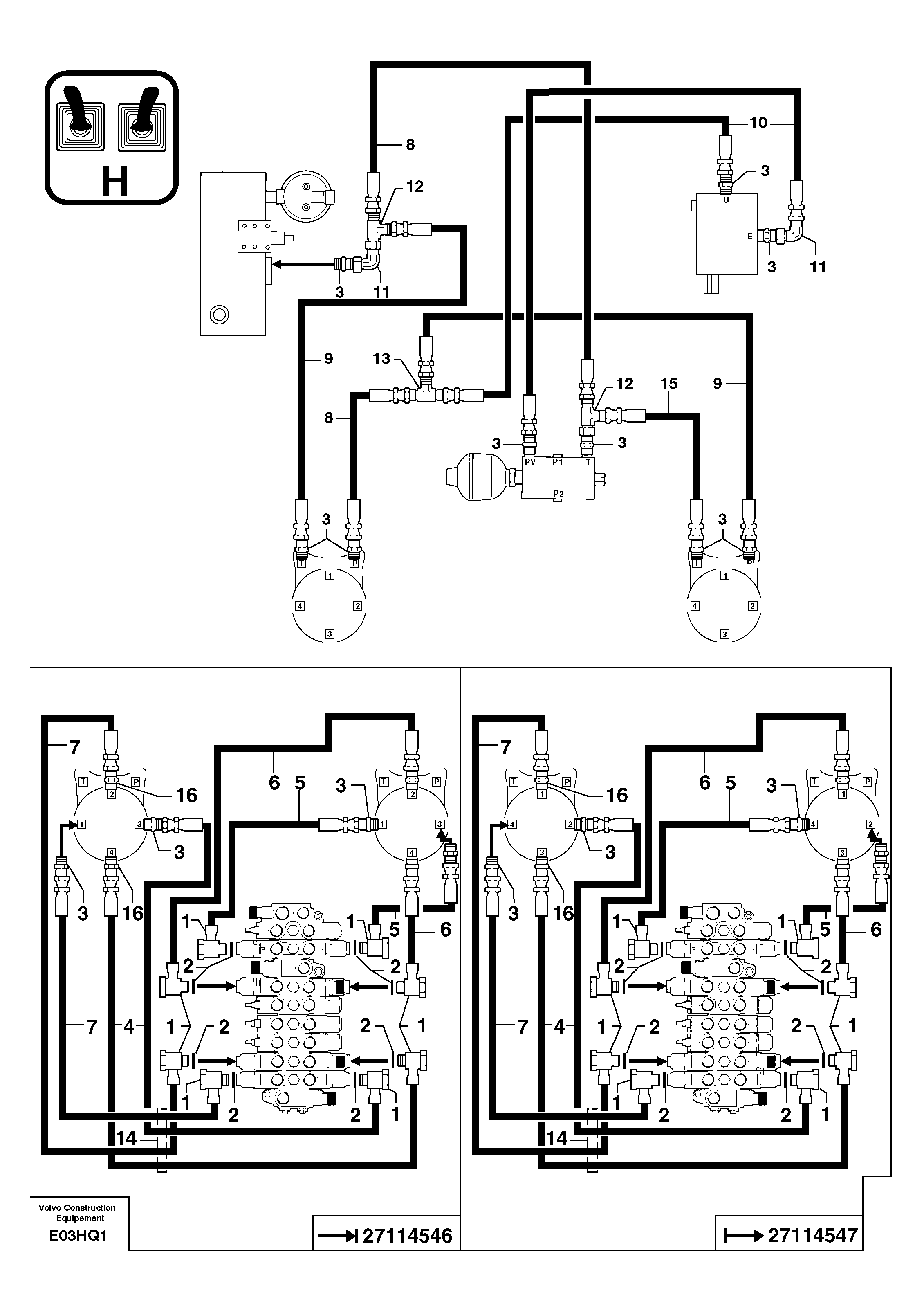Hydr. circuit ( control's attachment ) — volvo parts diagram