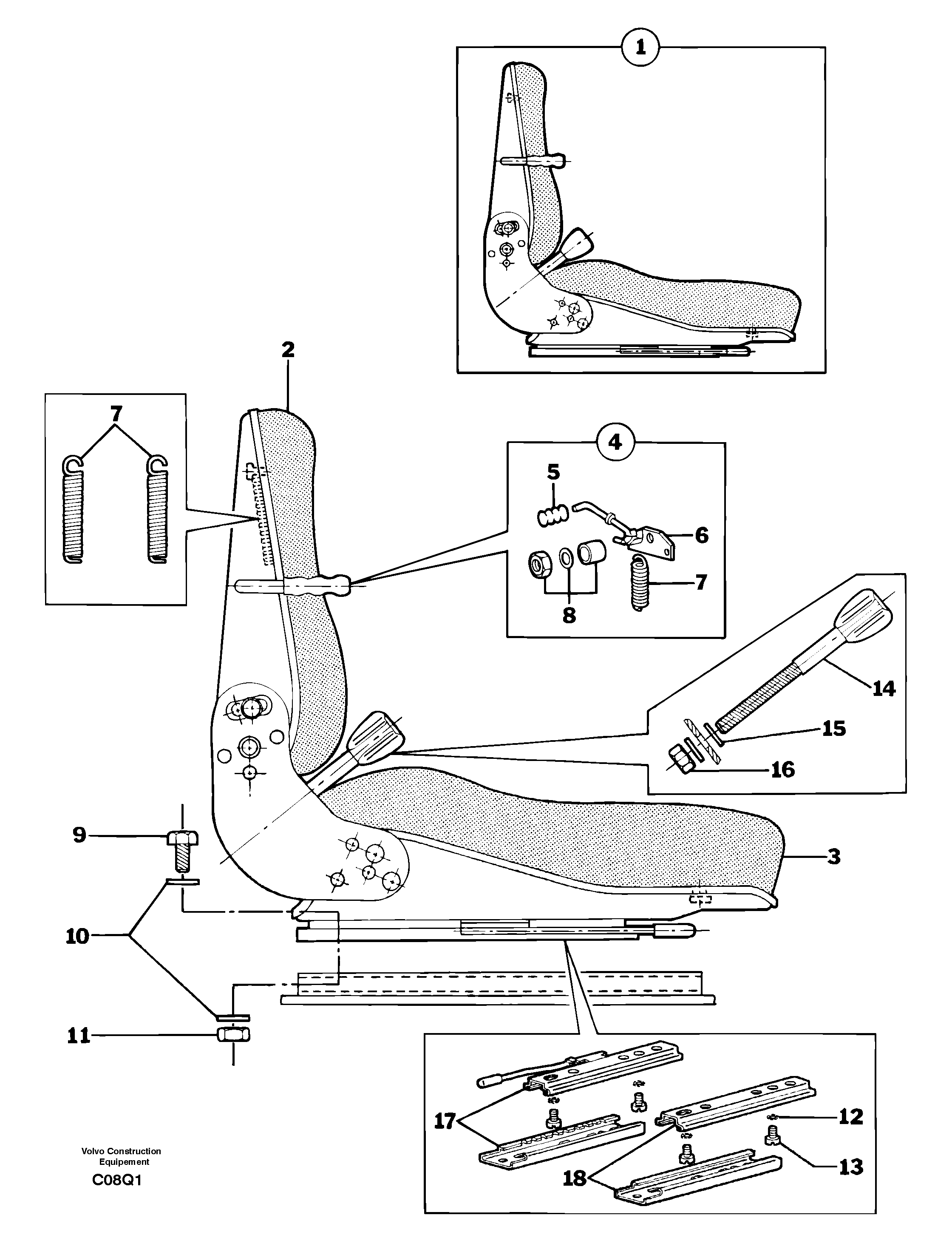 Suspended seat — volvo parts diagram