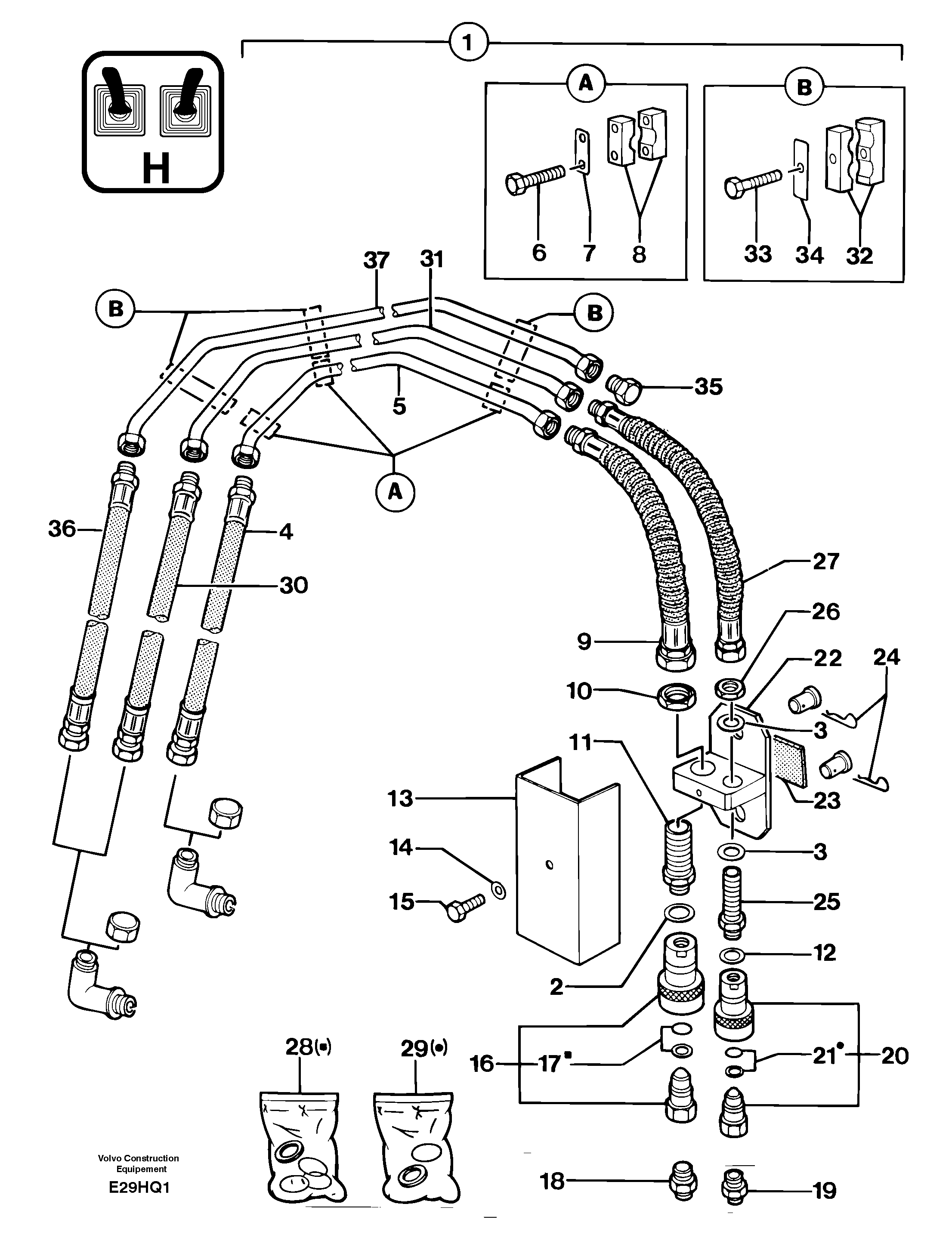 Hydraulic circuit ( accessories ) — volvo parts diagram