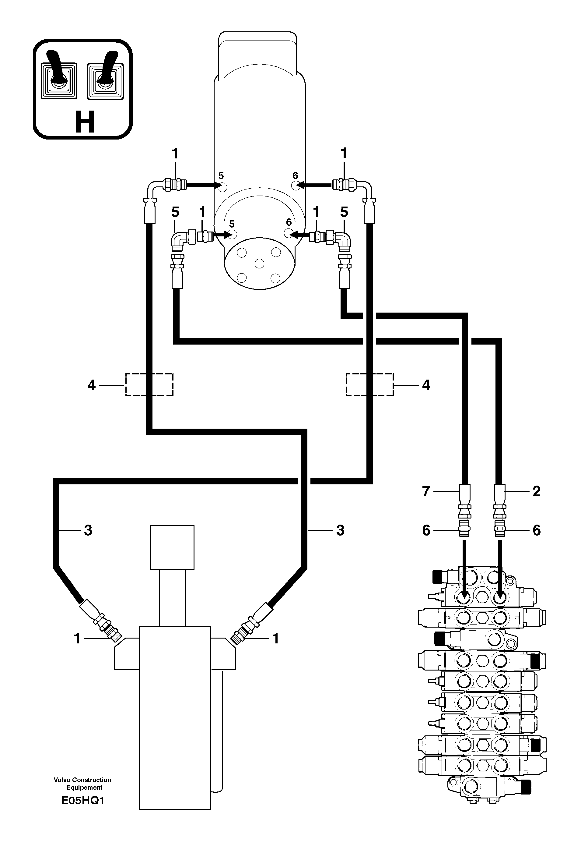 Hydr. circuit. ( dozer blade ) — volvo parts diagram