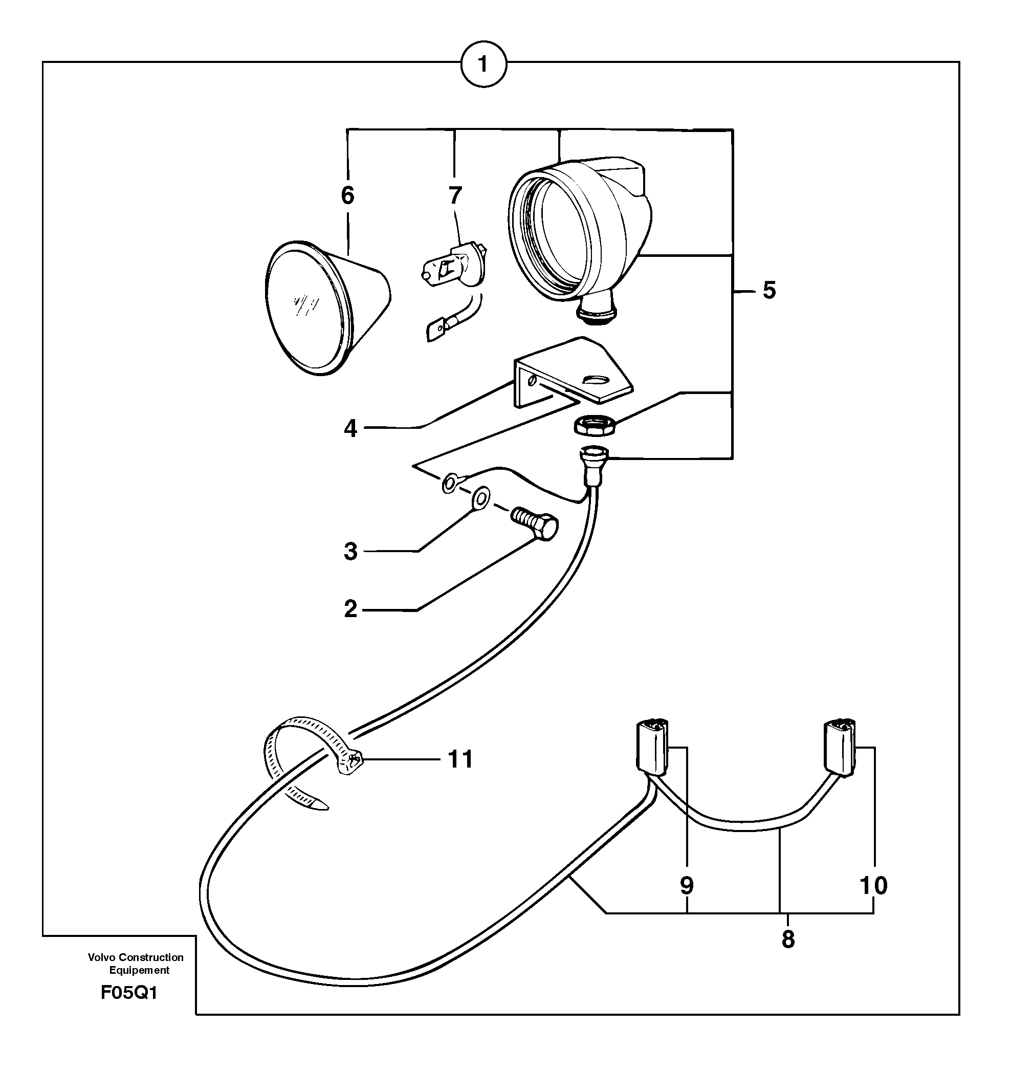 Work light on boom — volvo parts diagram