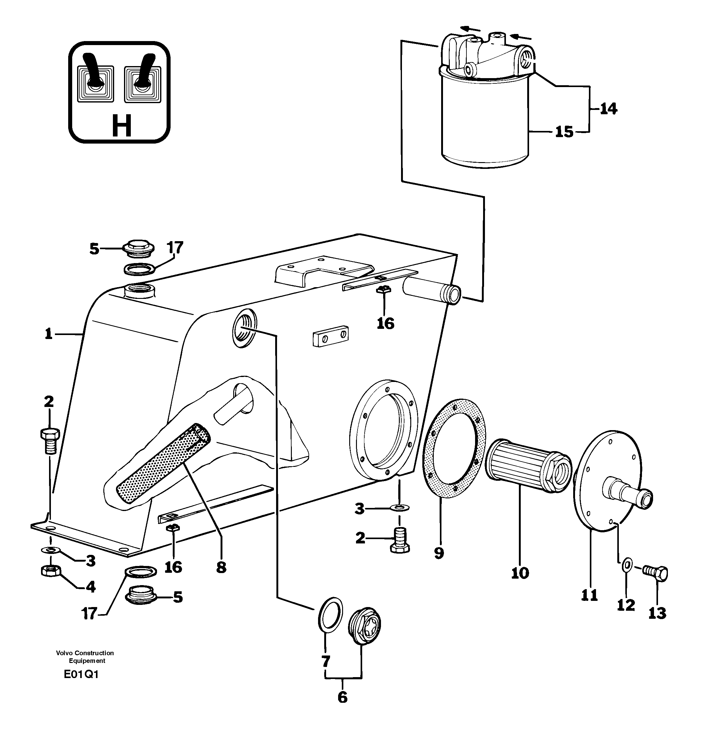 Hydraulic tank — volvo parts diagram
