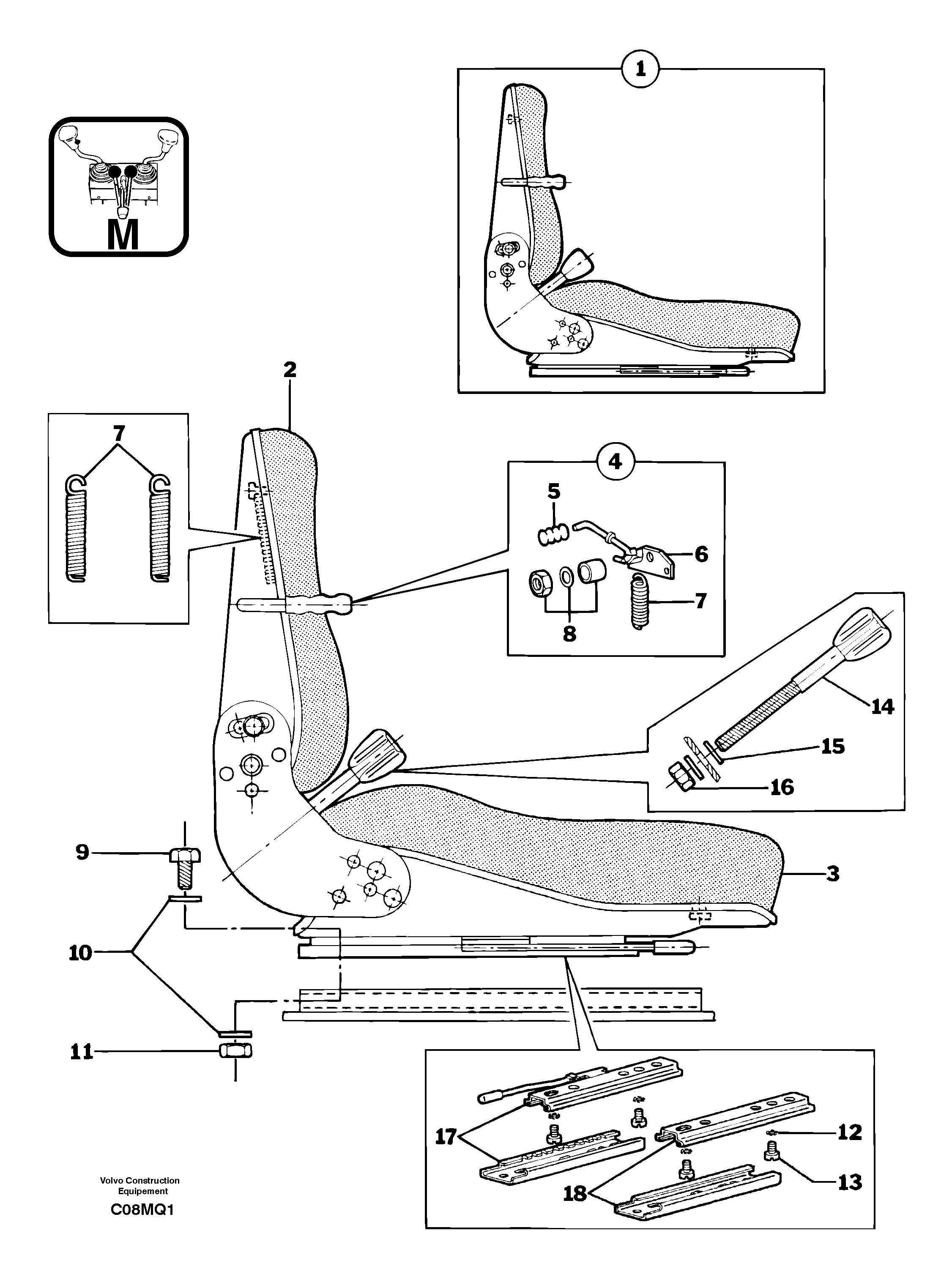 Suspended seat — volvo parts diagram
