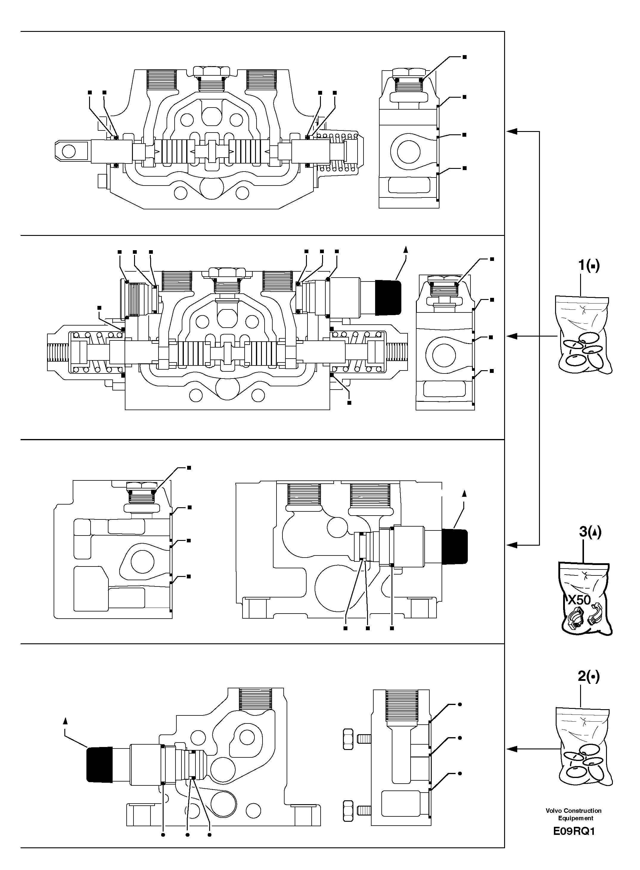 Control valve : seal (kit) for complete element — volvo parts diagram