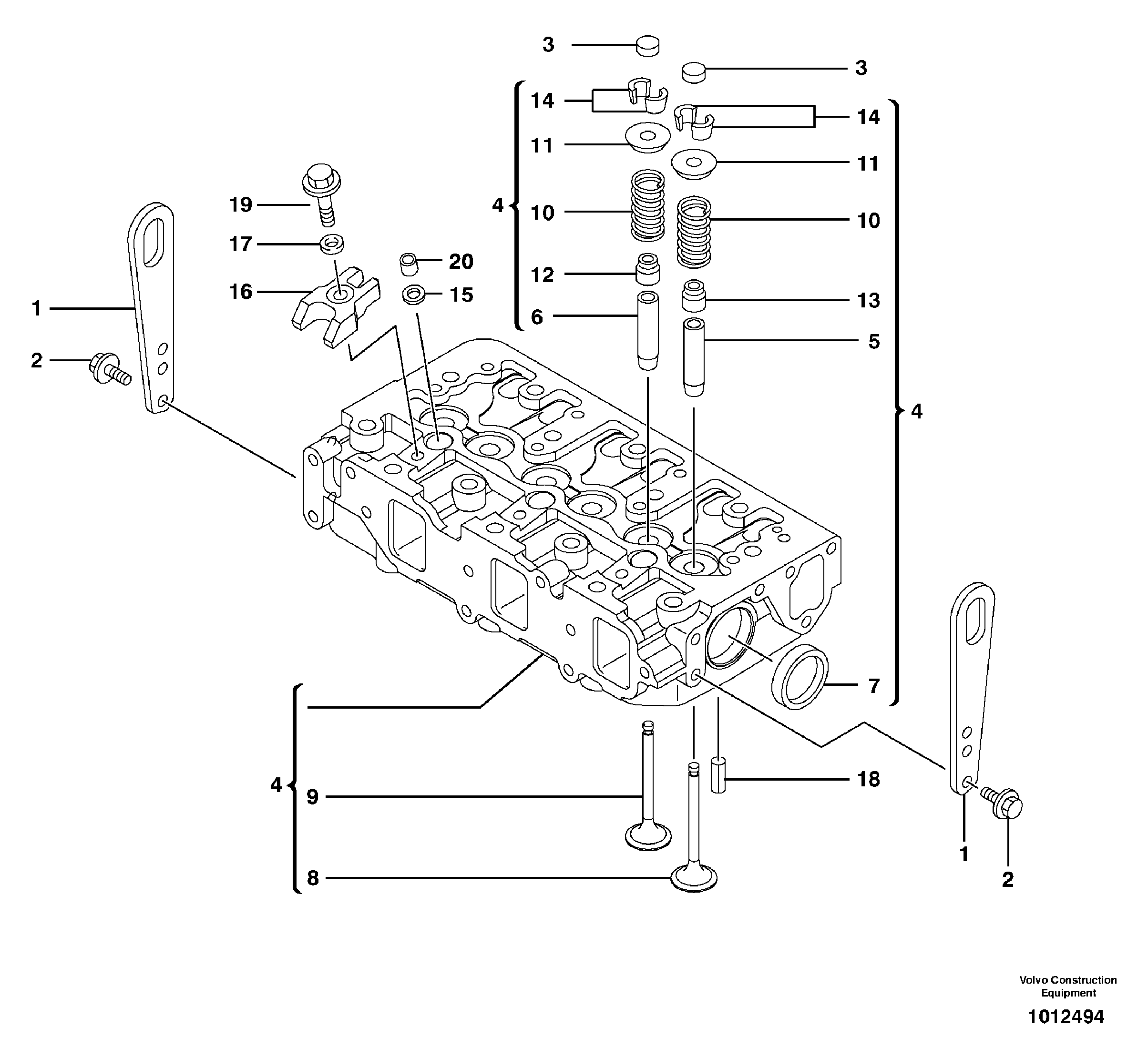 Cylinder head — volvo parts diagram