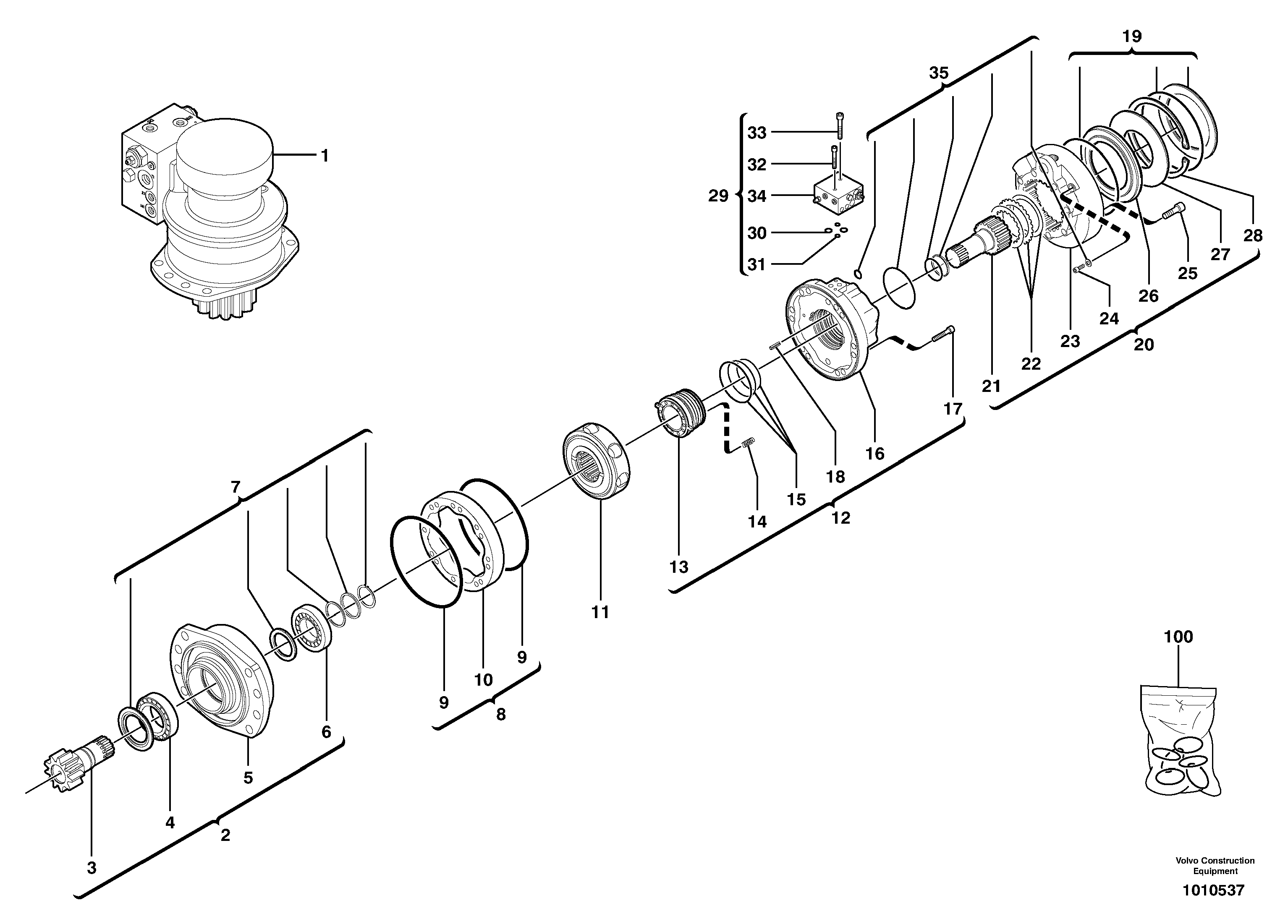 Slewing gear motor — volvo parts diagram