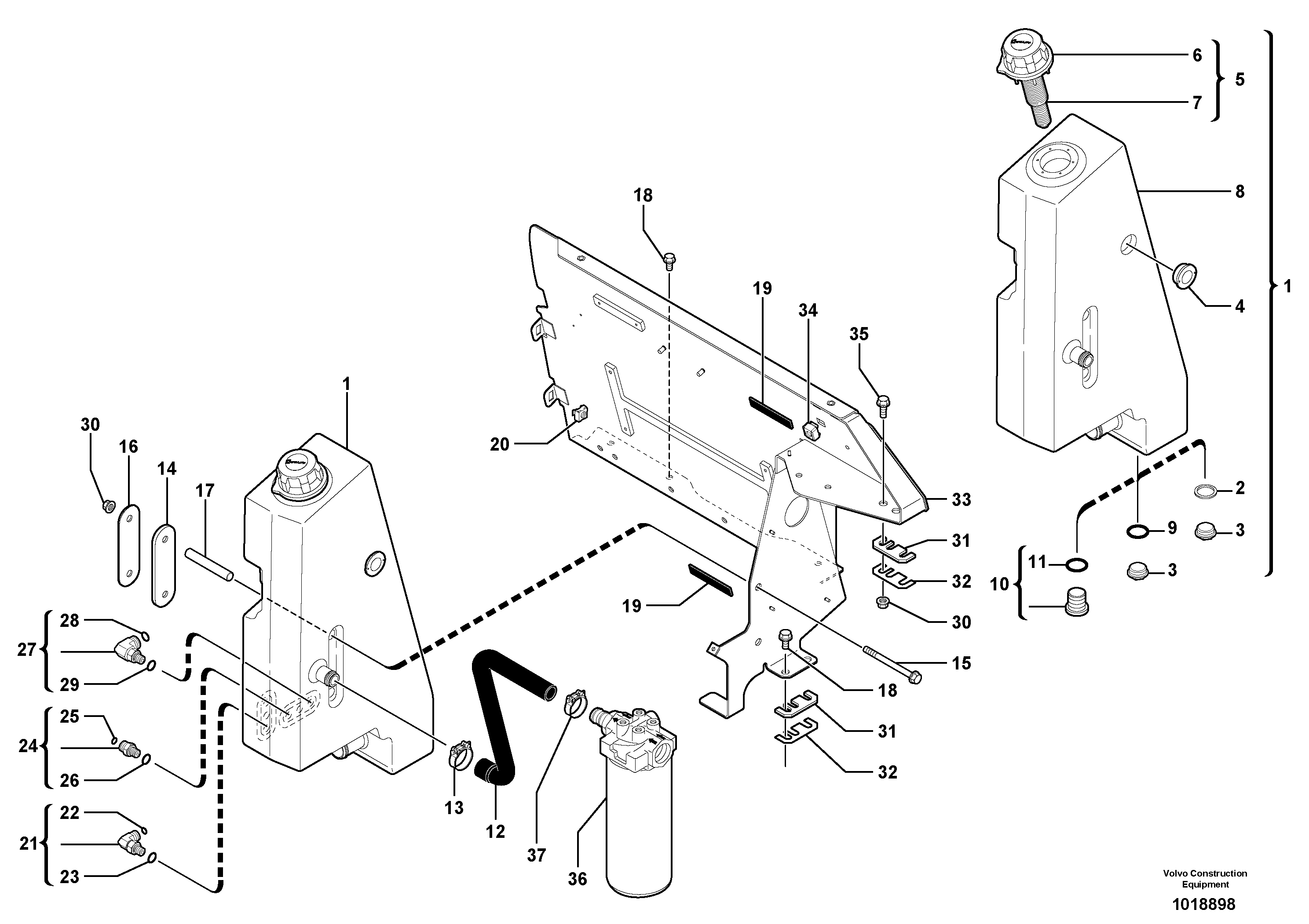 Hydraulic tank — volvo parts diagram