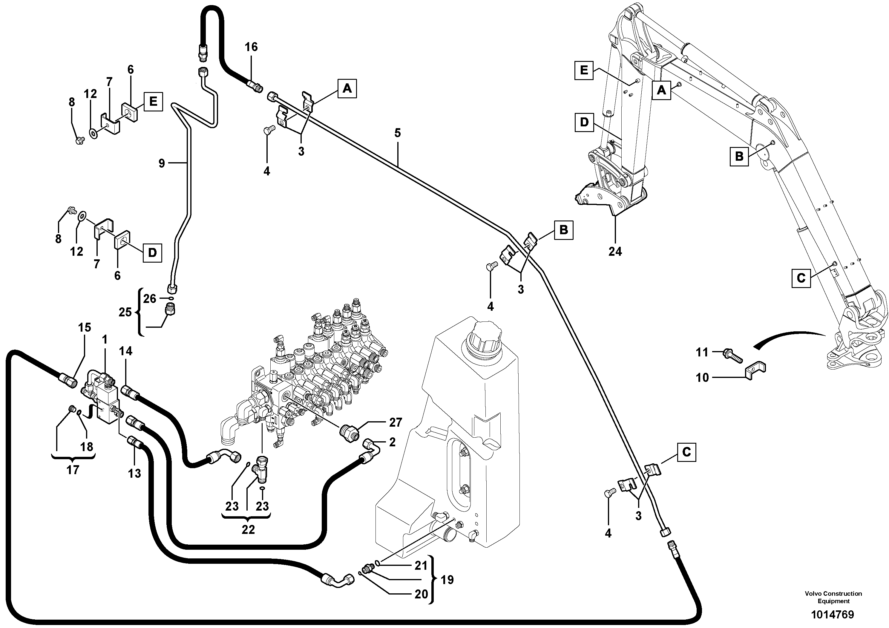 Hydraulic circuit ( snap-action attachment ) — volvo parts diagram