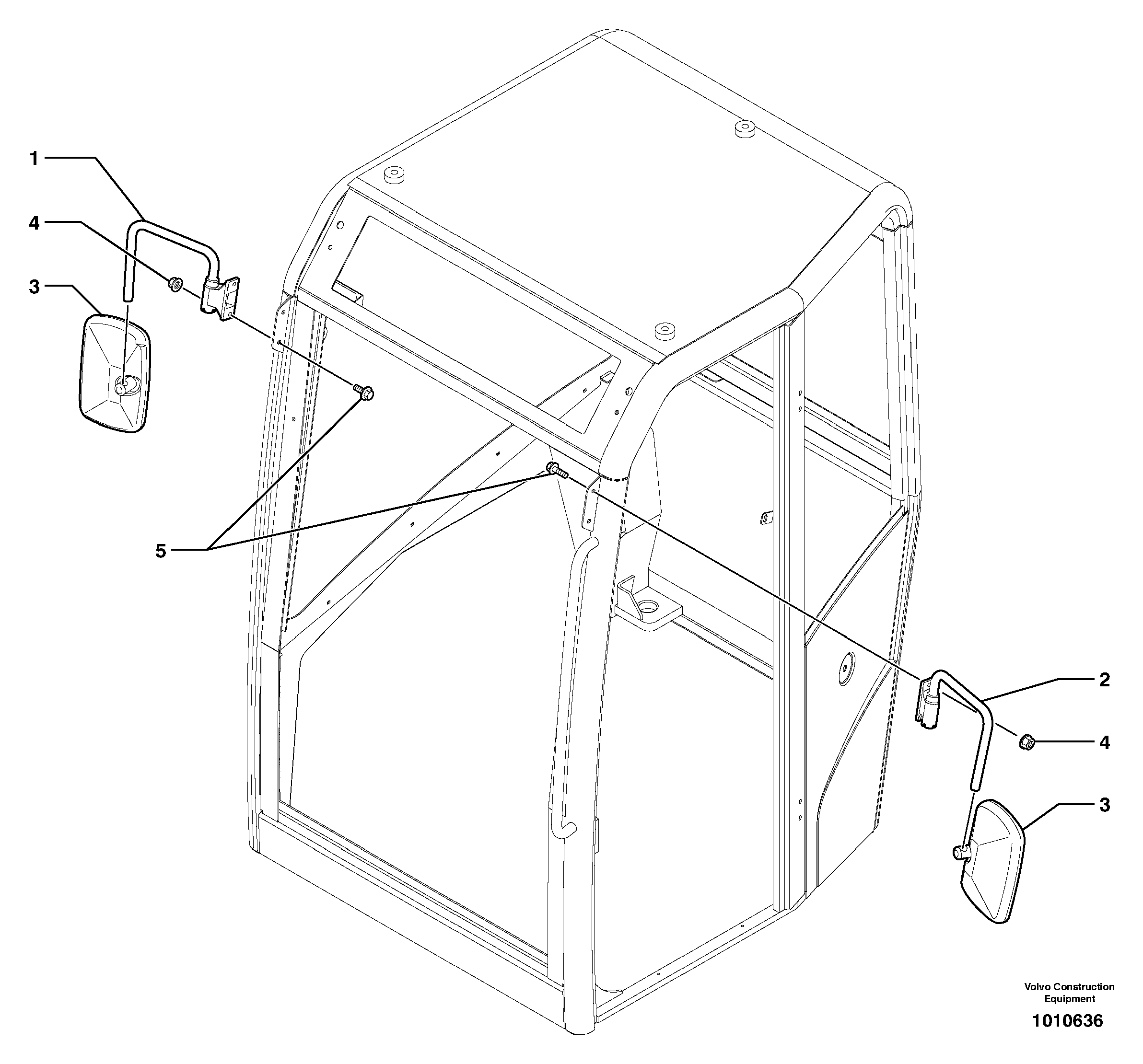 Rear-view mirrors on cab — volvo parts diagram