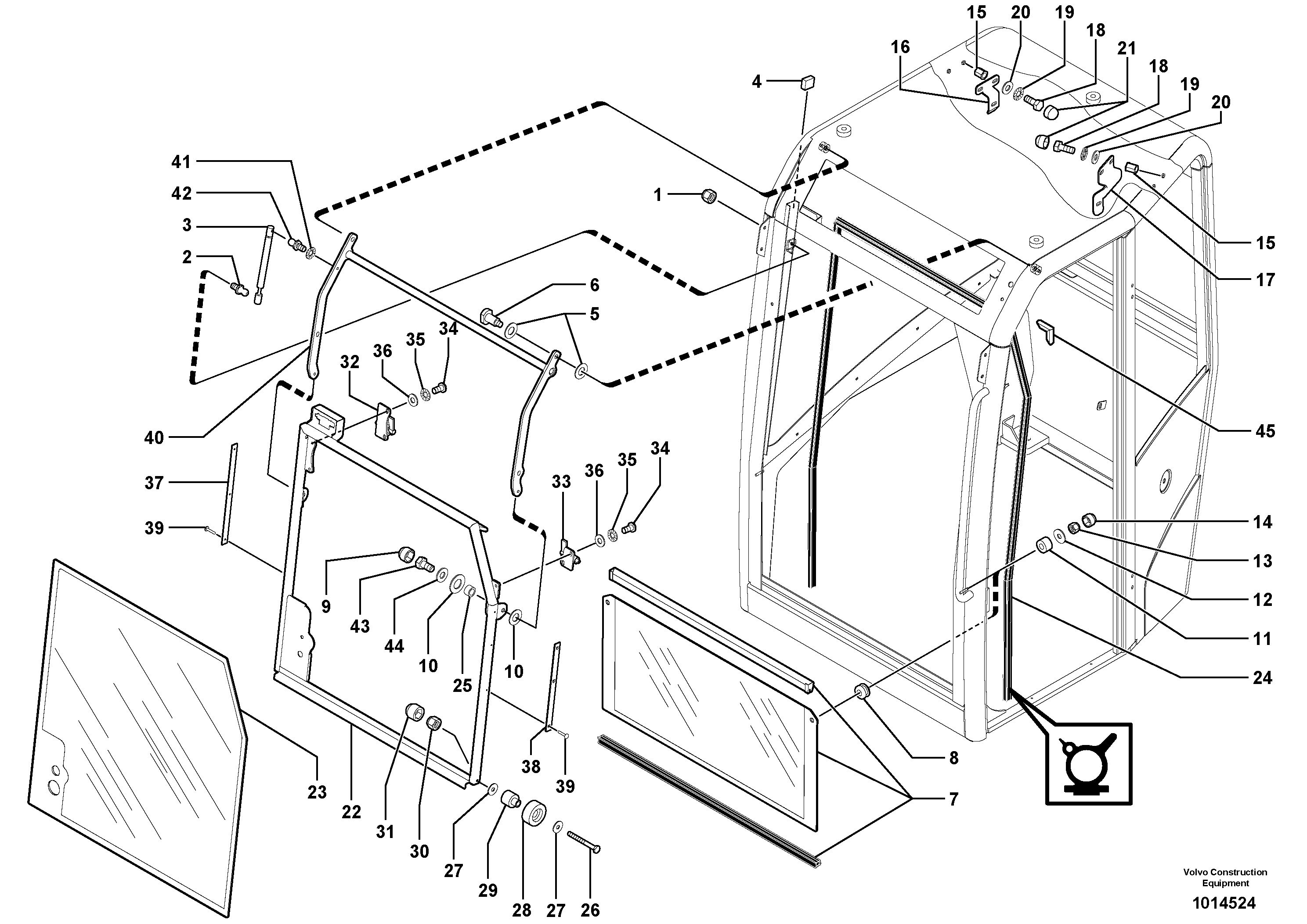 Cab : sliding window ( front ) — volvo parts diagram