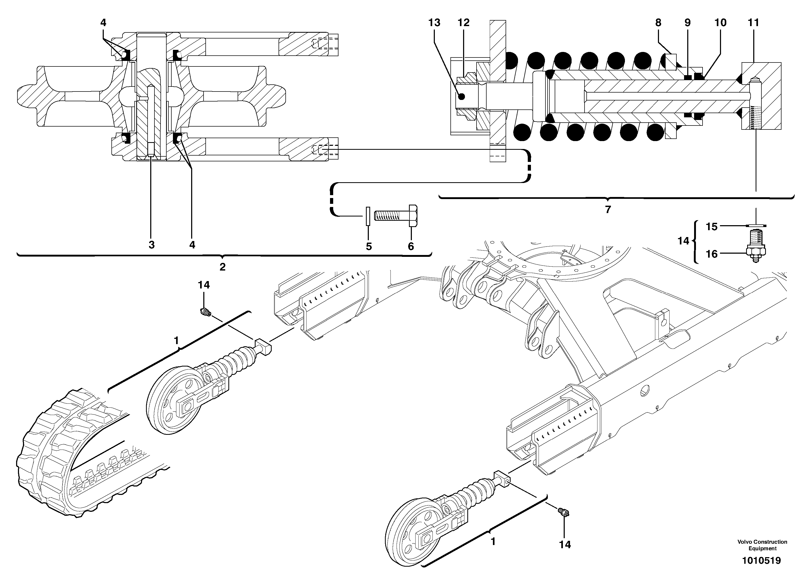 Track tensioning ( rubber tracks ) — volvo parts diagram