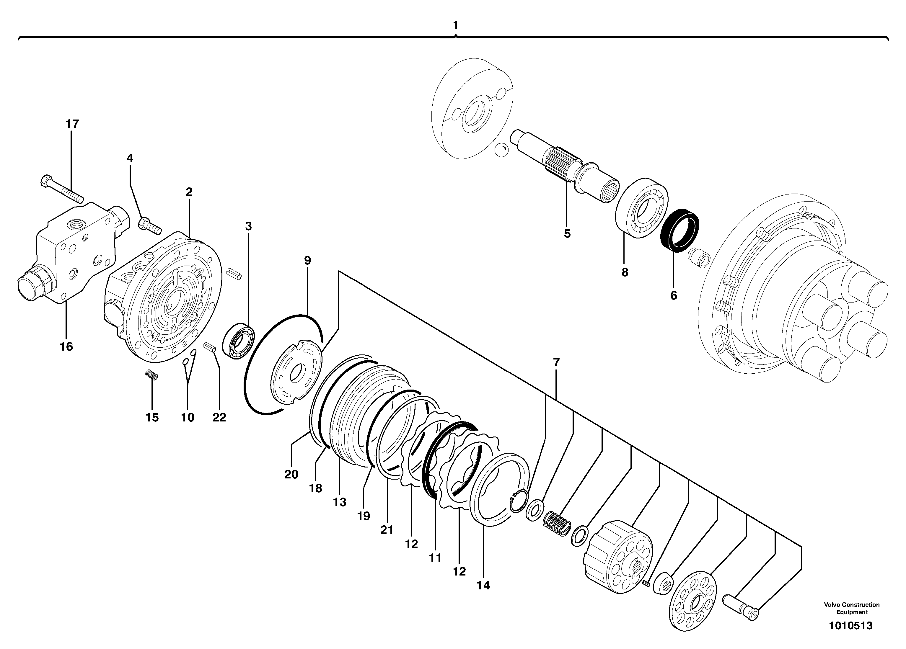 Travelling gear motor assy / with brake — volvo parts diagram