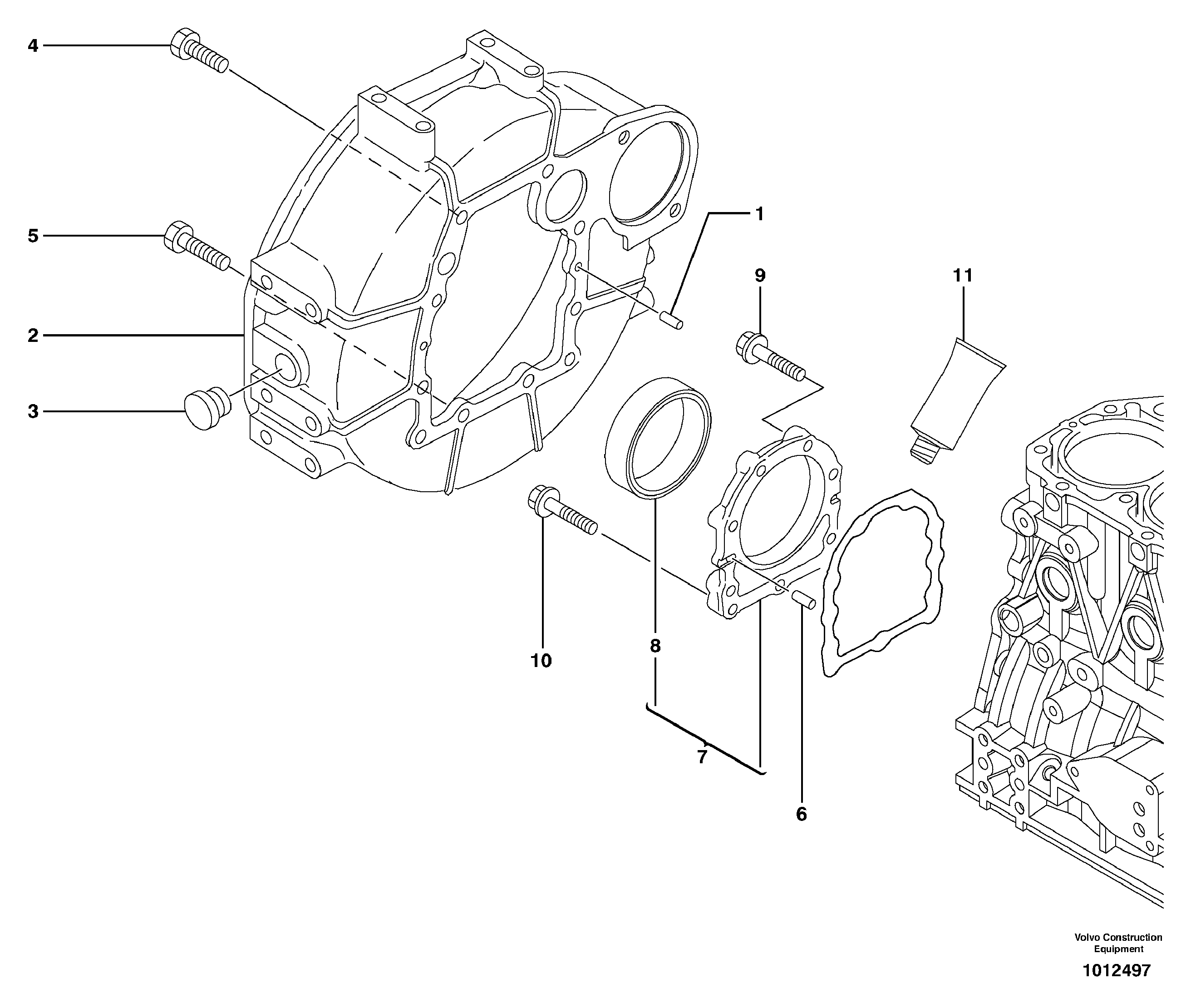 Flywheel housing — volvo parts diagram