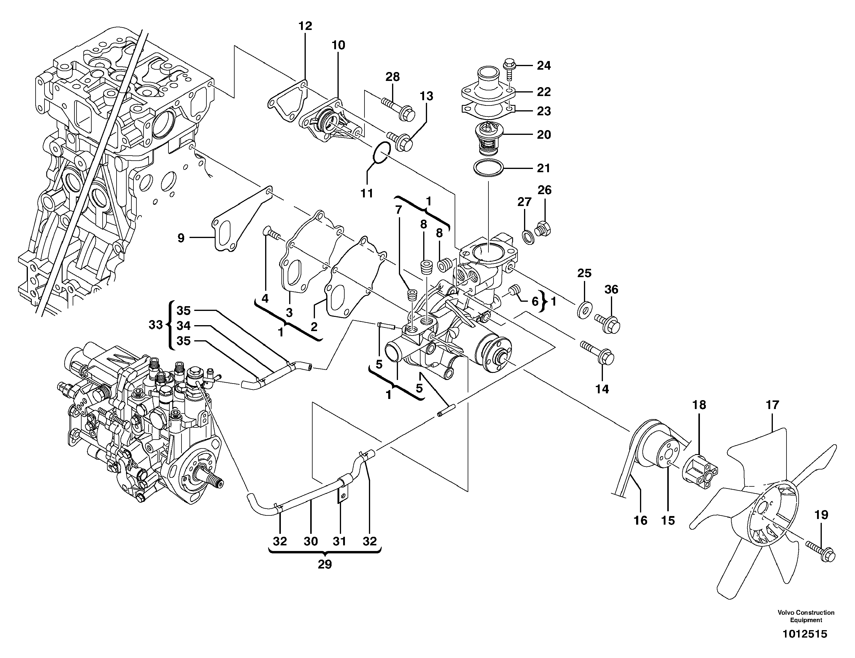 Water pump — volvo parts diagram