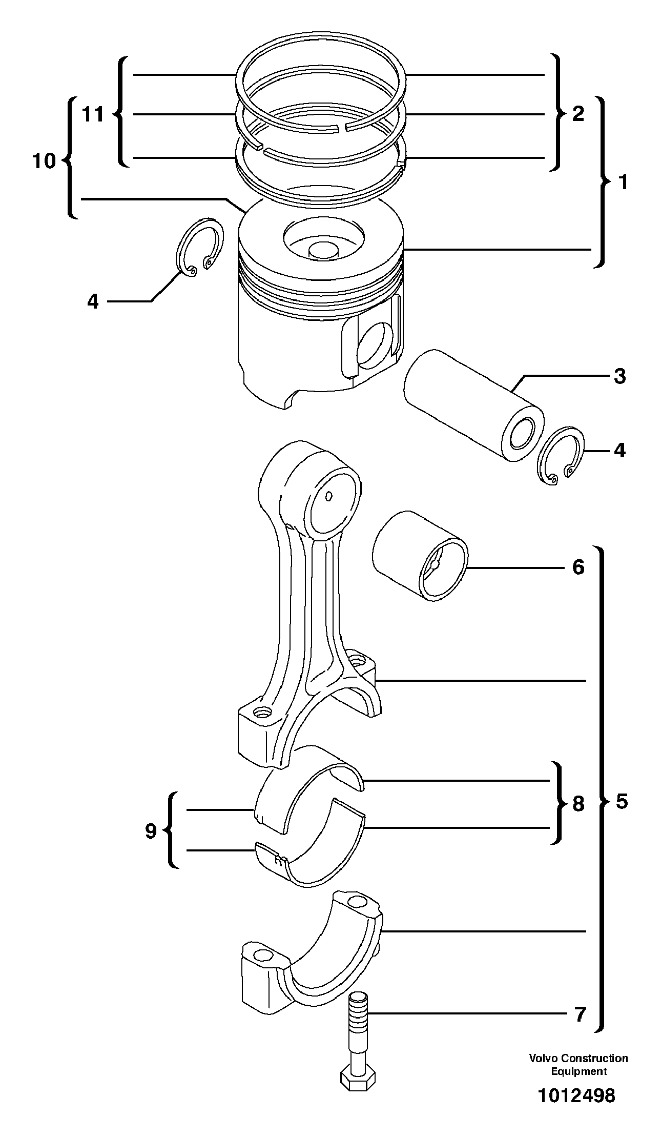 Connecting rod and piston — volvo parts diagram