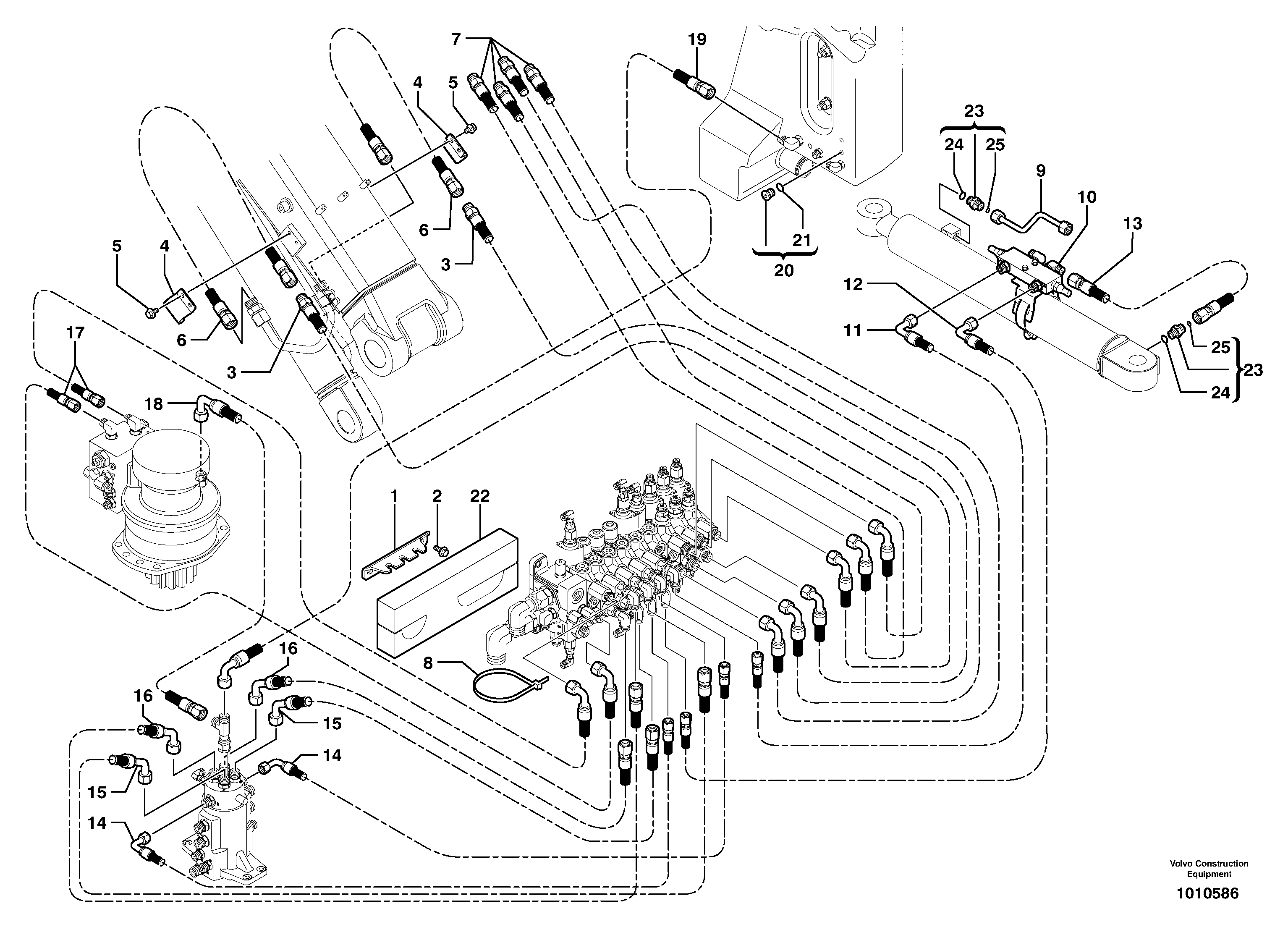 Hydraulic circuit ( platform/balancing valve/offset cylinder ) — volvo parts diagram