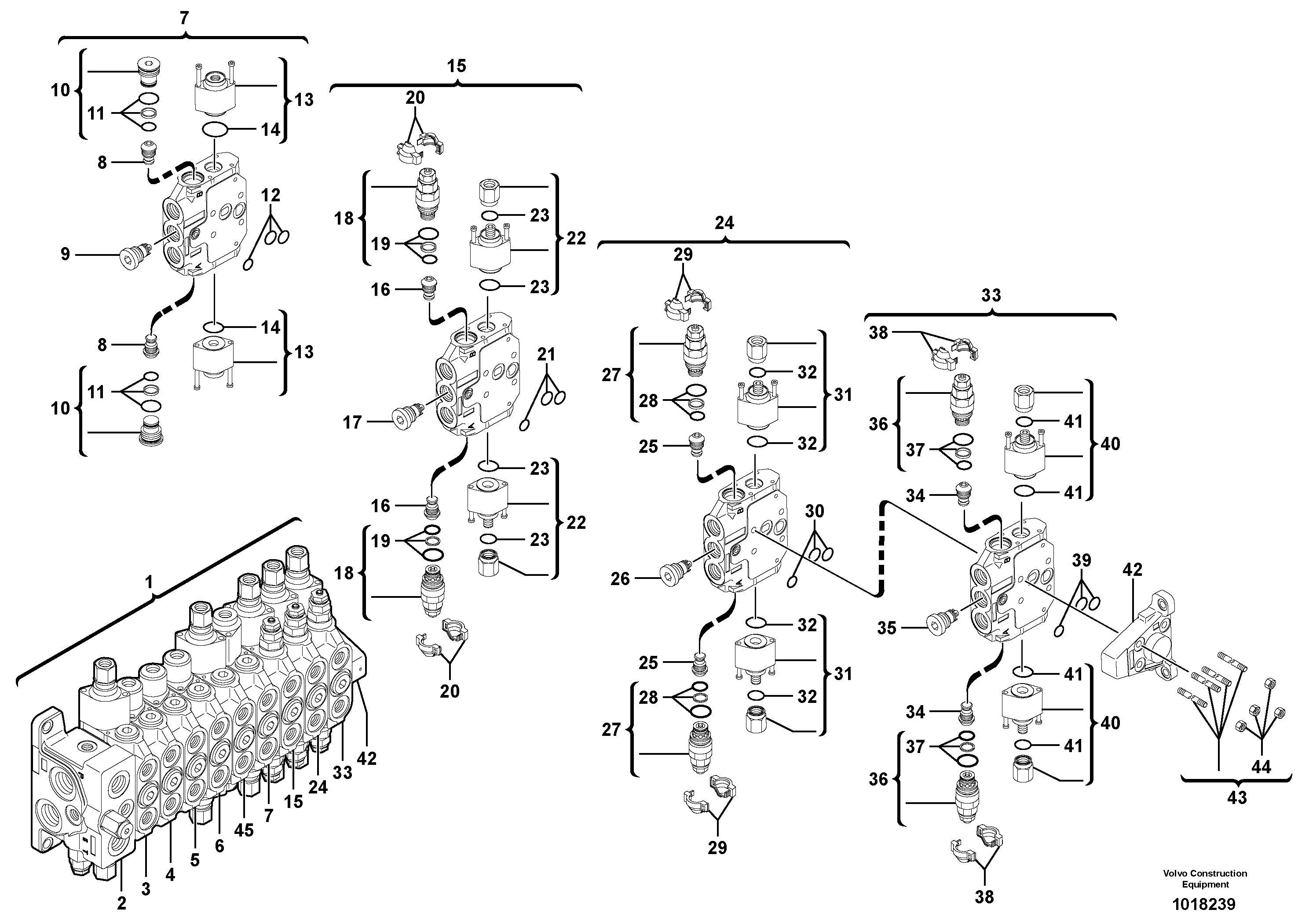 Control valve : 9 spools ( continued ) — volvo parts diagram
