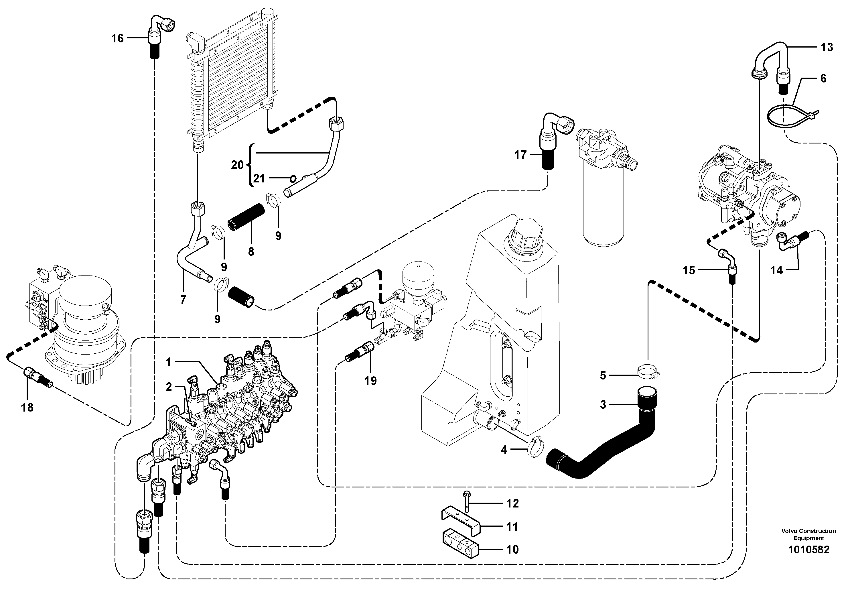Hydraulic system: feed-and suction line — volvo parts diagram