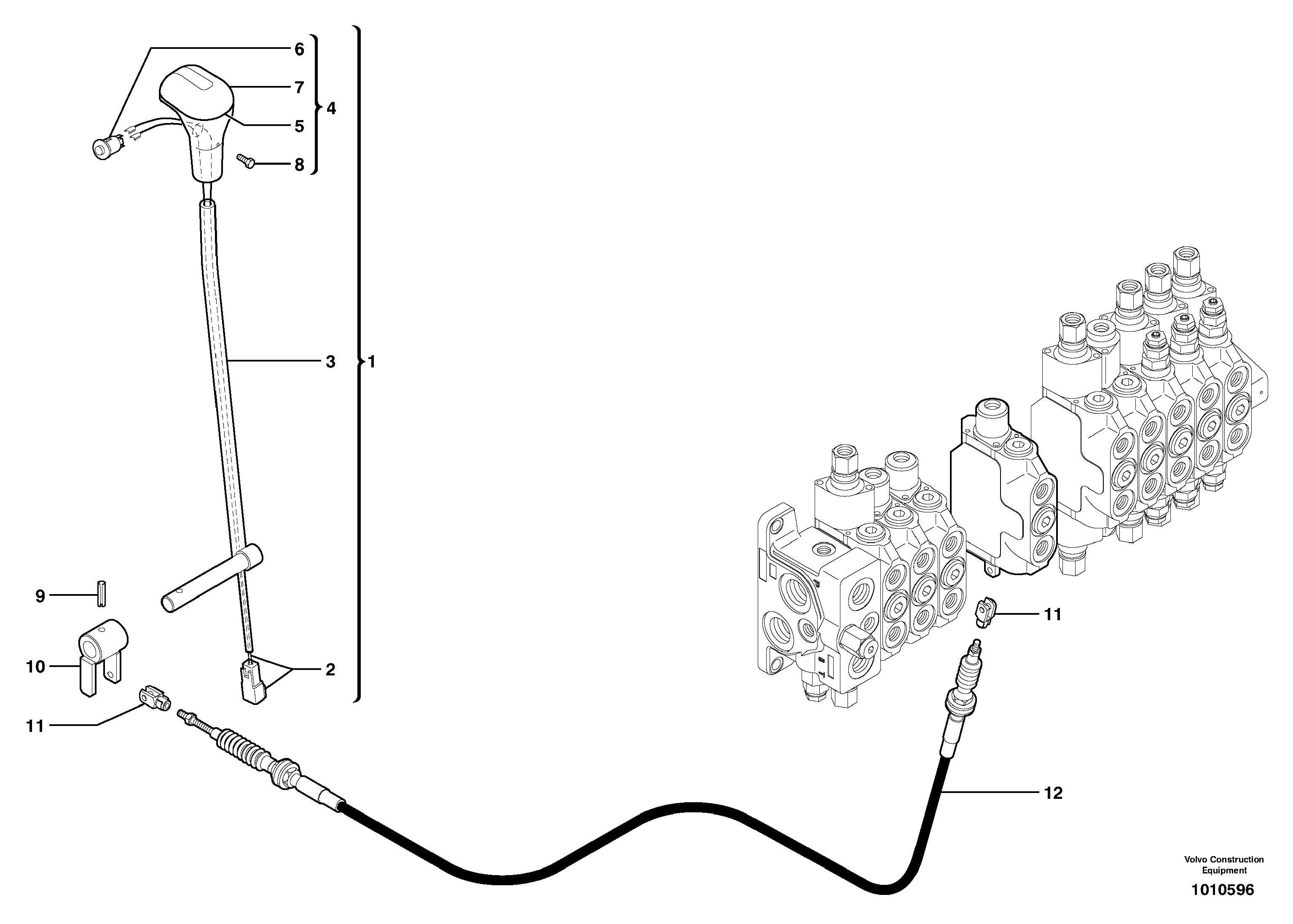 Control lever : dozer blade — volvo parts diagram