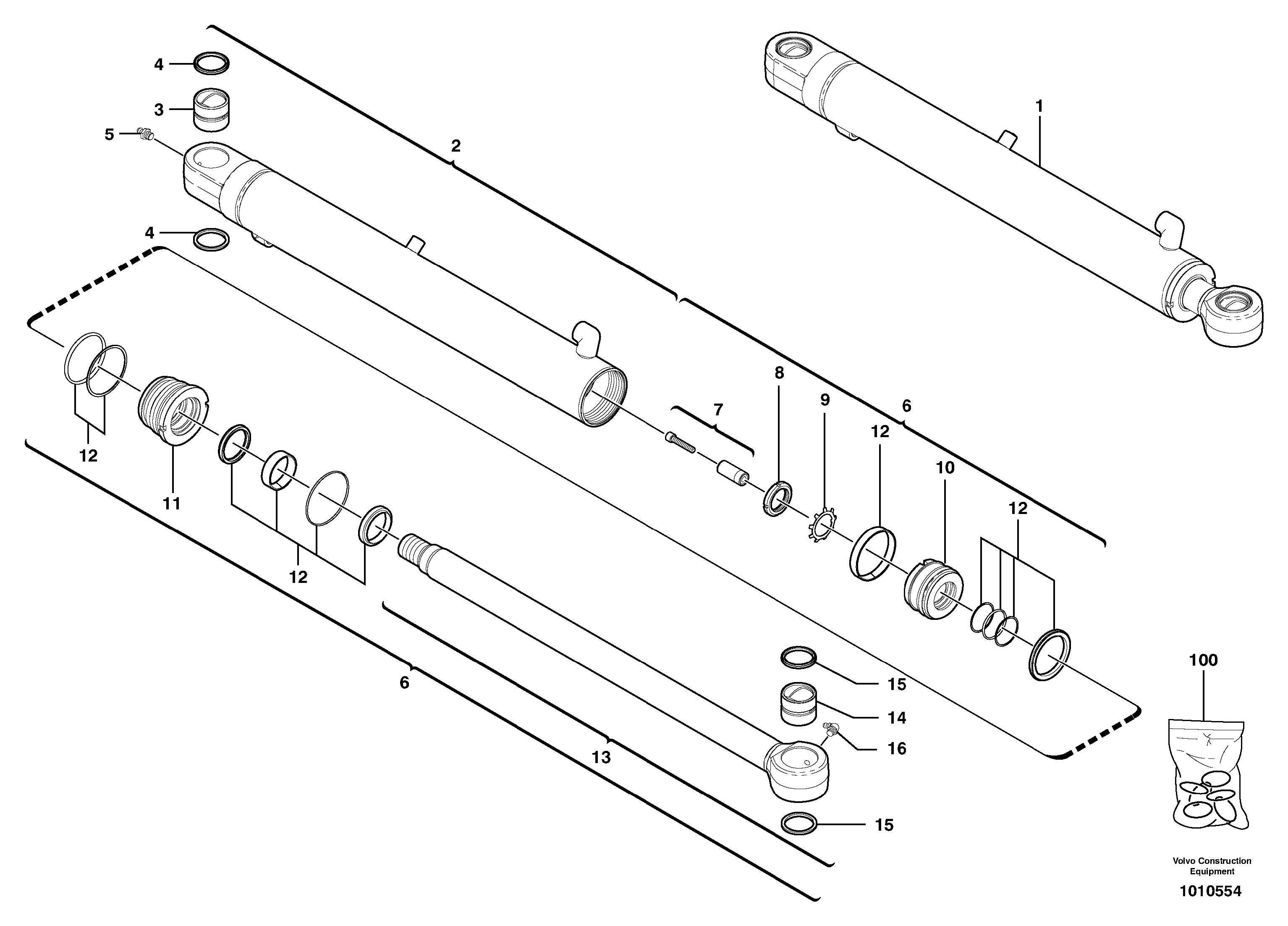 Dipper arm cylinder — volvo parts diagram
