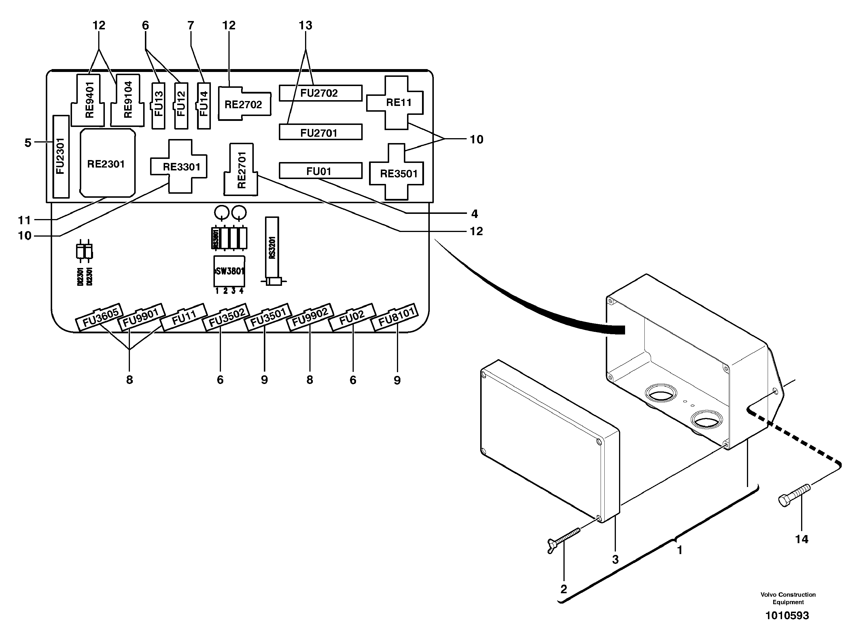 Electrical distribution box — volvo parts diagram